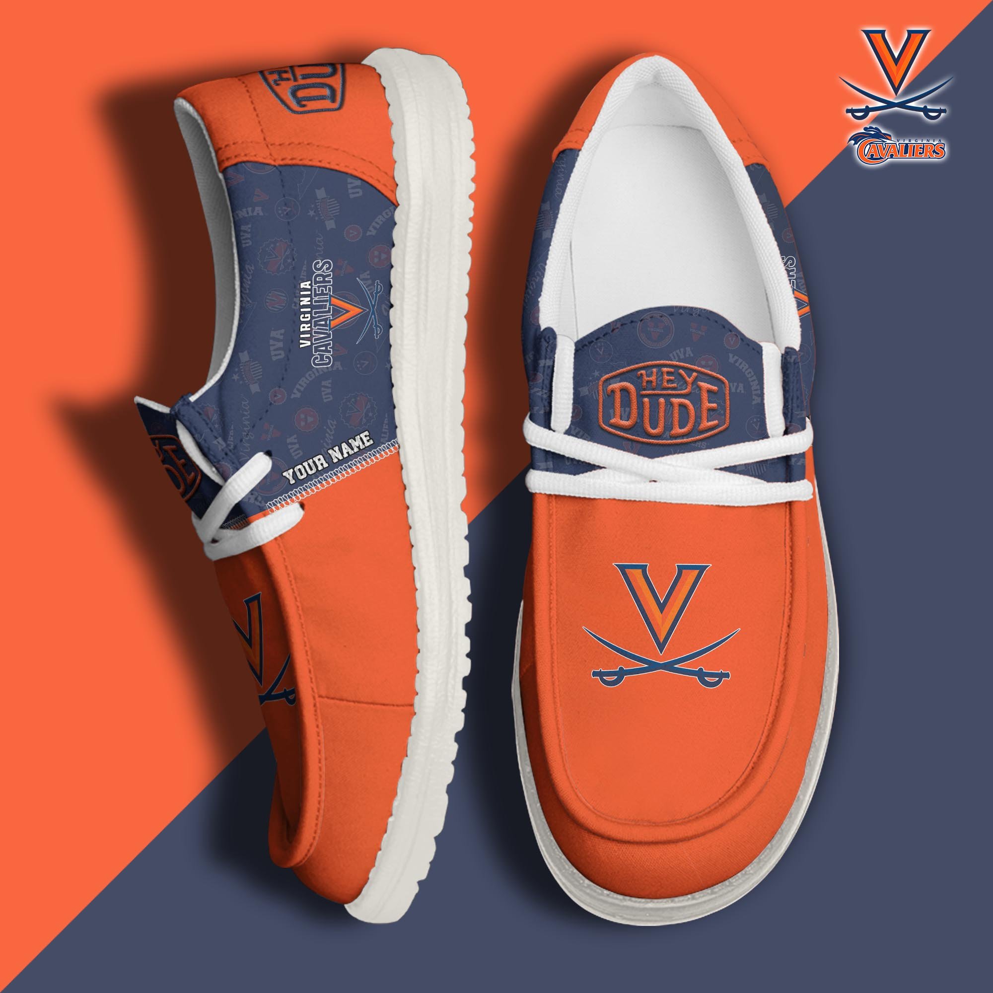 JWFancy Virginia Cavaliers Hey Dude Shoes Wally Men's Lace Up Loafers Comfortable For Men And Women