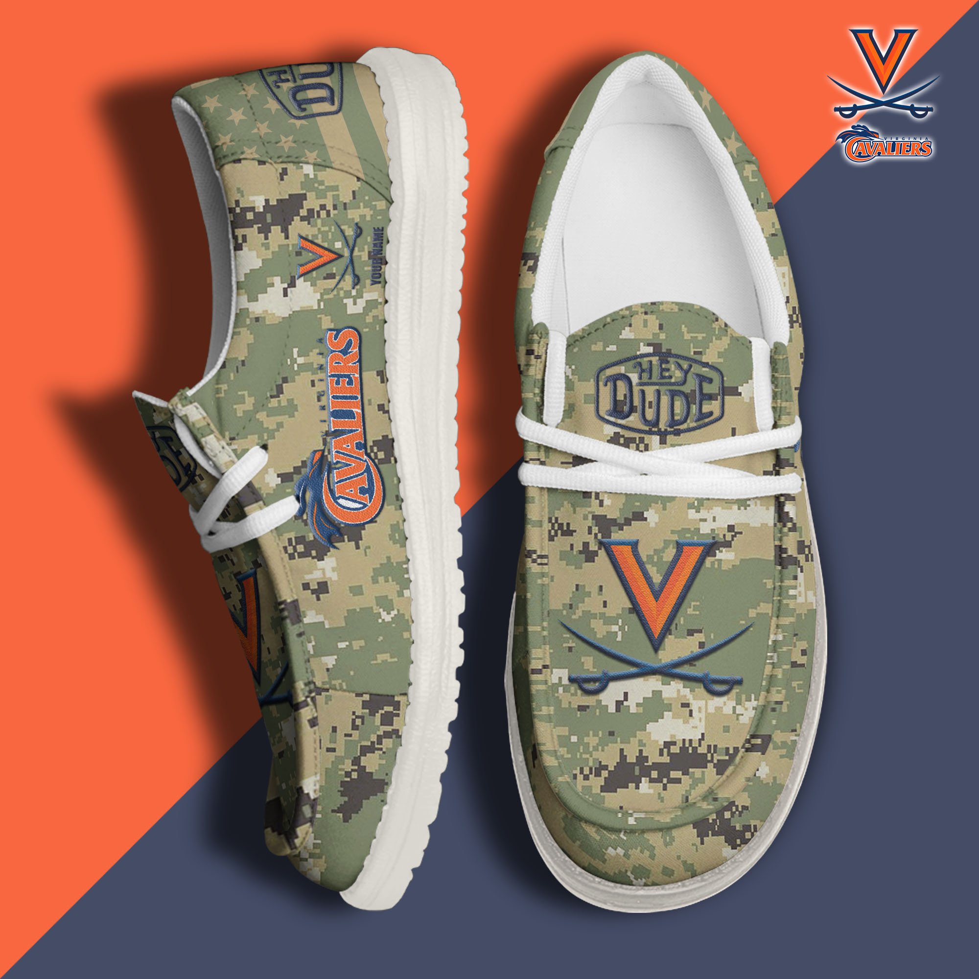 JWFancy Virginia Cavaliers Hey Dude Shoes Wally Men's Lace Up Loafers Comfortable For Men And Women