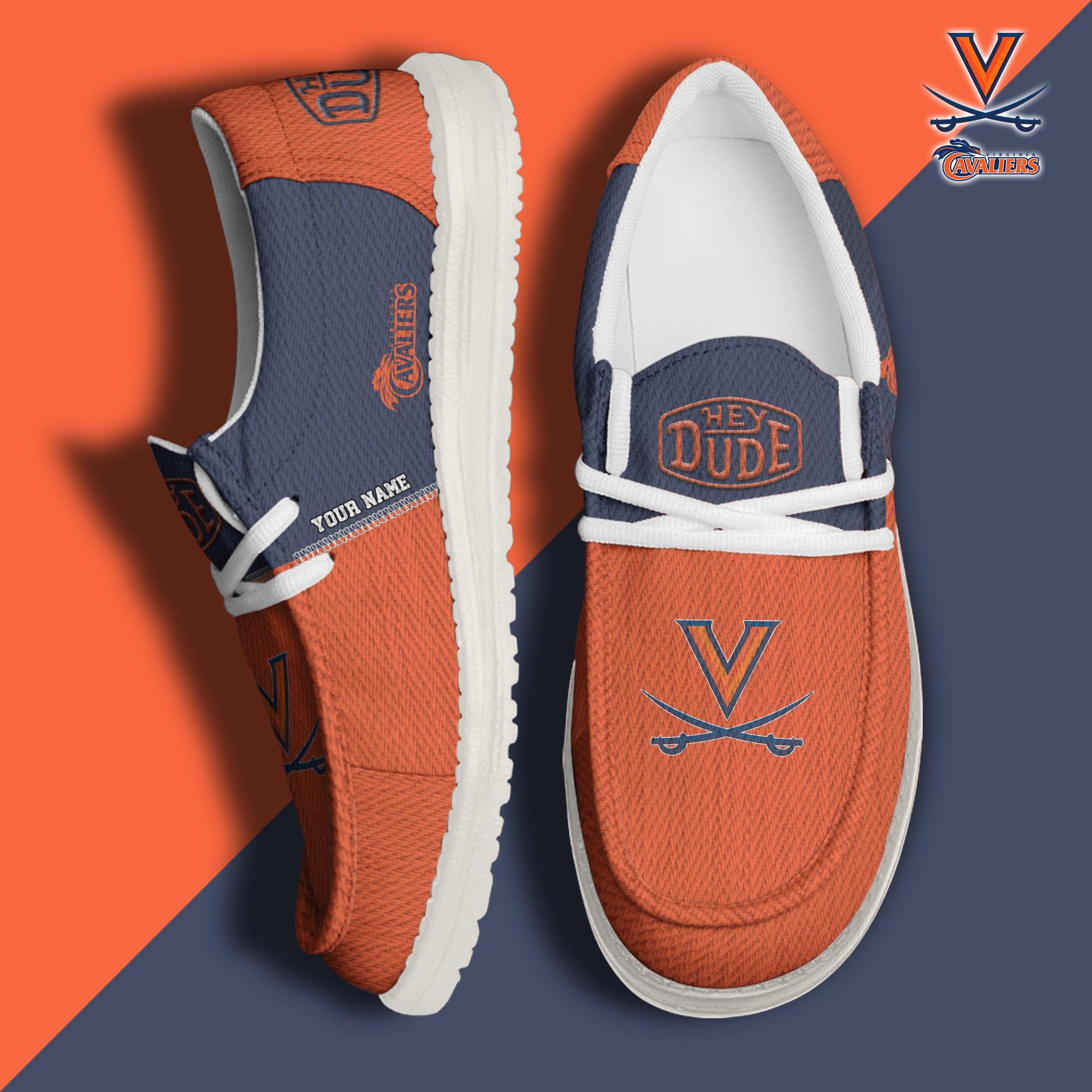JWFancy Virginia Cavaliers Hey Dude Shoes Wally Men's Lace Up Loafers Comfortable For Men And Women