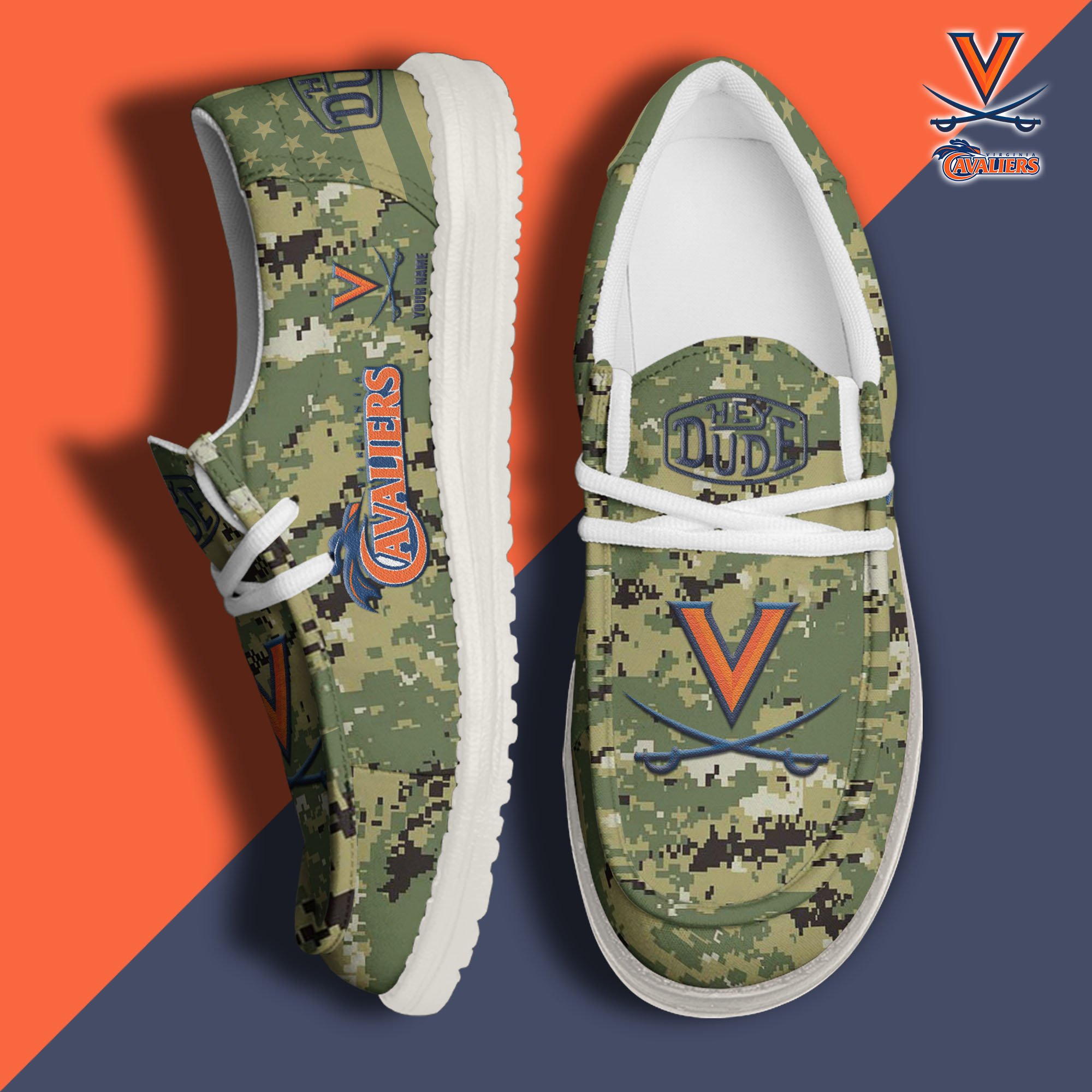 JWFancy Virginia Cavaliers Hey Dude Shoes Wally Men's Lace Up Loafers Comfortable For Men And Women
