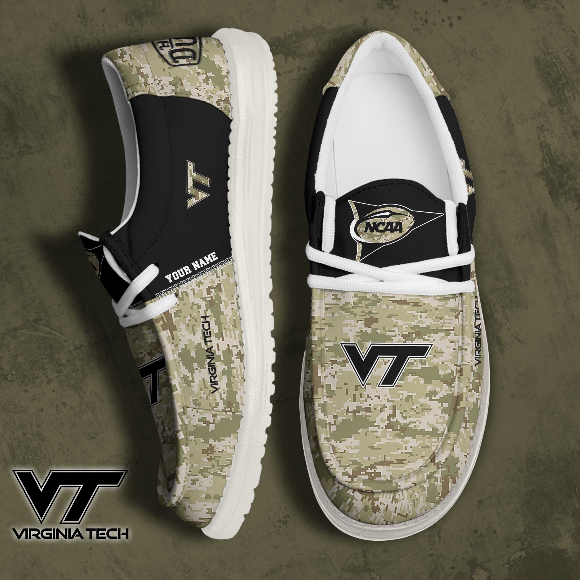 JWFancy Virginia Tech Hokies Hey Dude Shoes Wally Men's Lace Up Loafers Comfortable For Men And Women