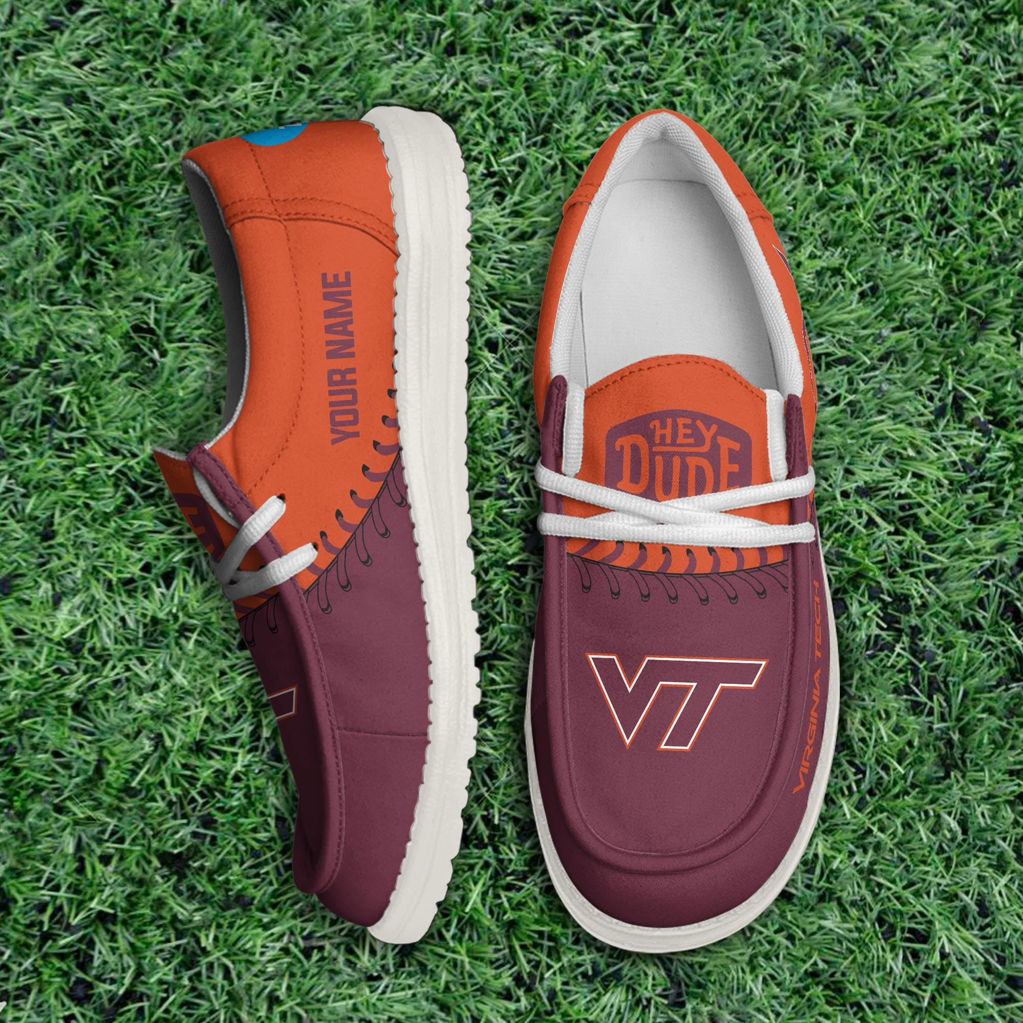 JWFancy Virginia Tech Hokies Hey Dude Shoes Wally Men's Lace Up Loafers Comfortable For Men And Women