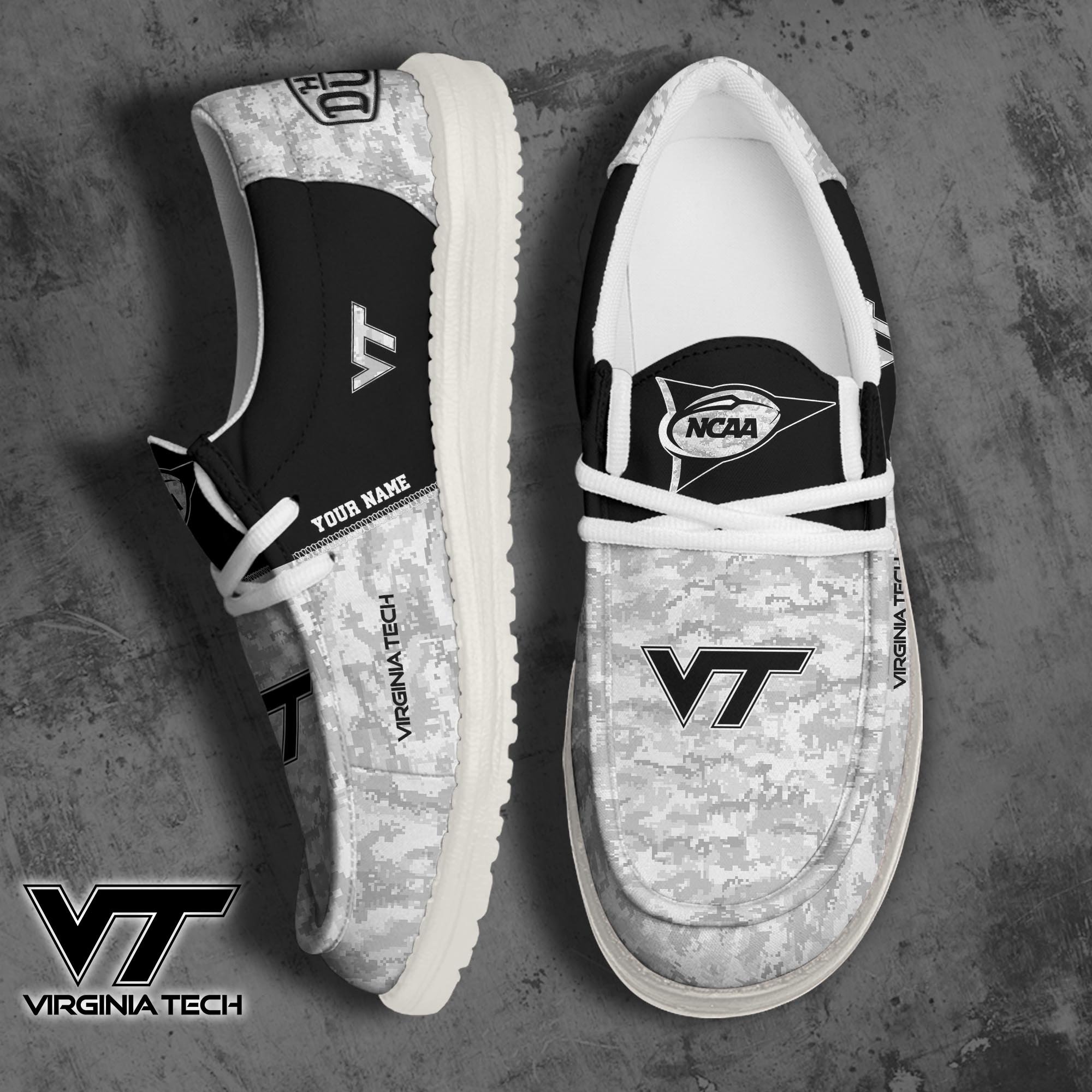 JWFancy Virginia Tech Hokies Hey Dude Shoes Wally Men's Lace Up Loafers Comfortable For Men And Women