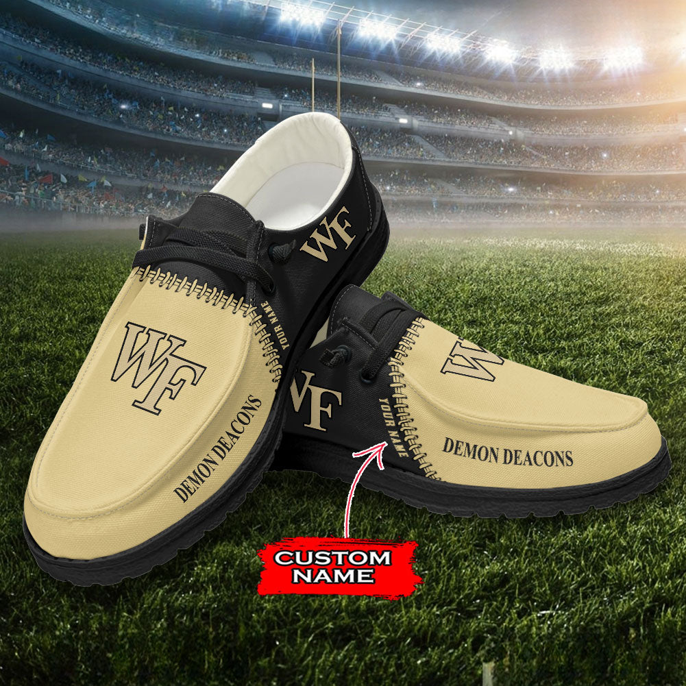 JWFancy Wake Forest Demon Deacons Hey Dude Shoes Wally Men's Lace Up Loafers Comfortable For Men And Women
