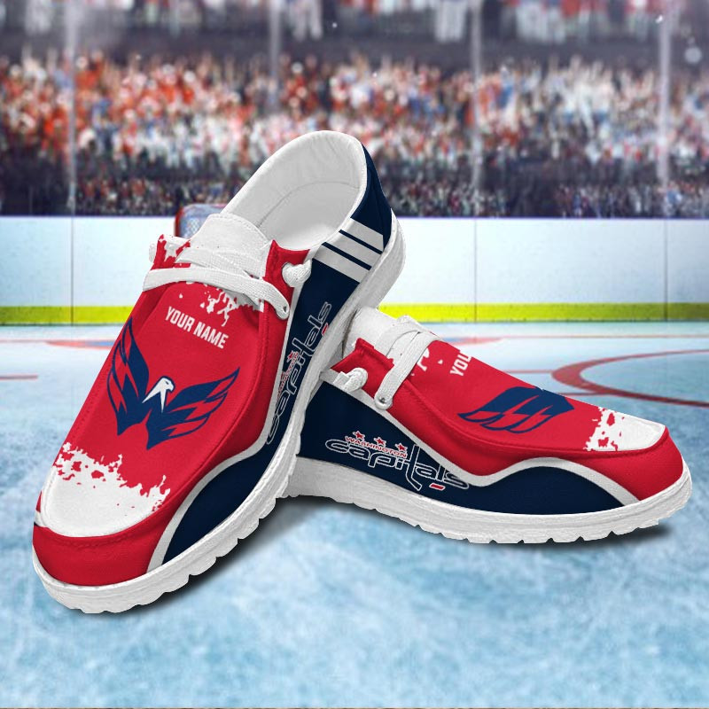 JWFancy Washington Capitals Hey Dude Shoes Wally Men's Lace Up Loafers Comfortable For Men And Women