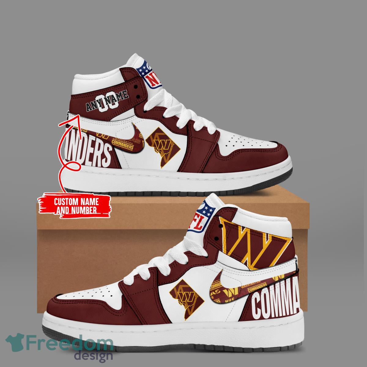 JWFancy Washington Commanders AJ1 High Sneakers Shoes For Men And Women