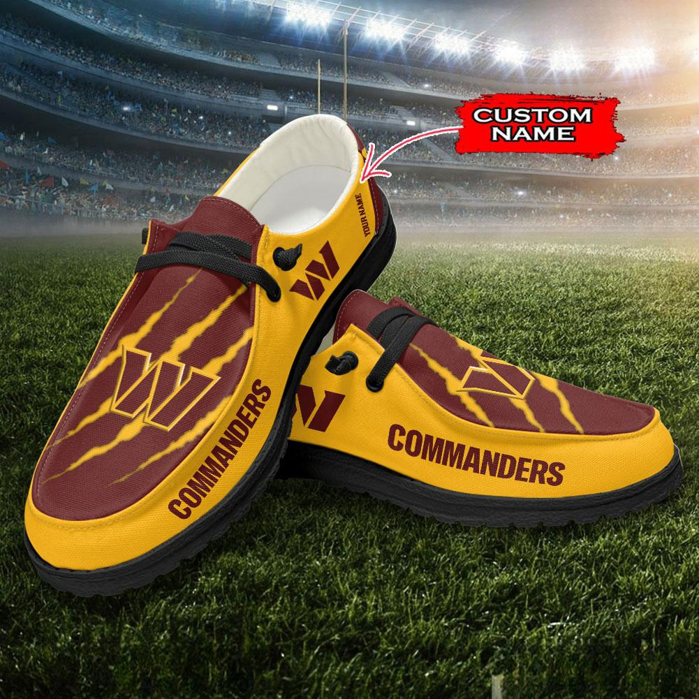 JWFancy Washington Commanders Hey Dude Shoes Wally Men's Lace Up Loafers Comfortable For Men And Women