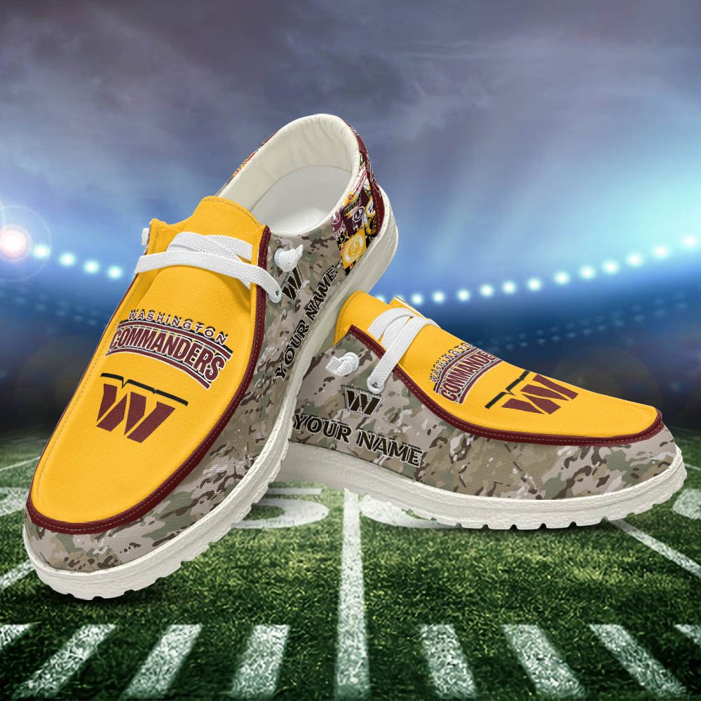 JWFancy Washington Commanders Hey Dude Shoes Wally Men's Lace Up Loafers Comfortable For Men And Women