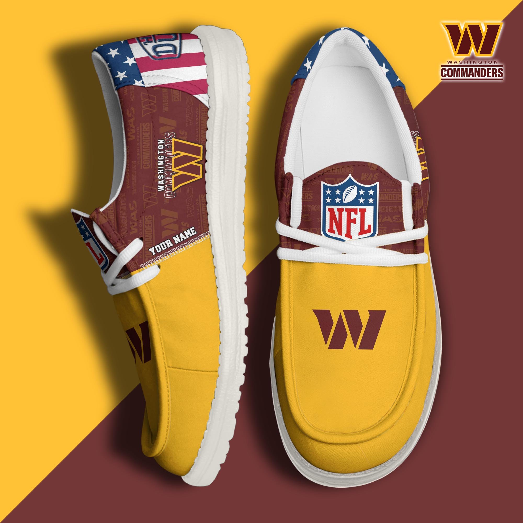 JWFancy Washington Commanders Hey Dude Shoes Wally Men's Lace Up Loafers Comfortable For Men And Women