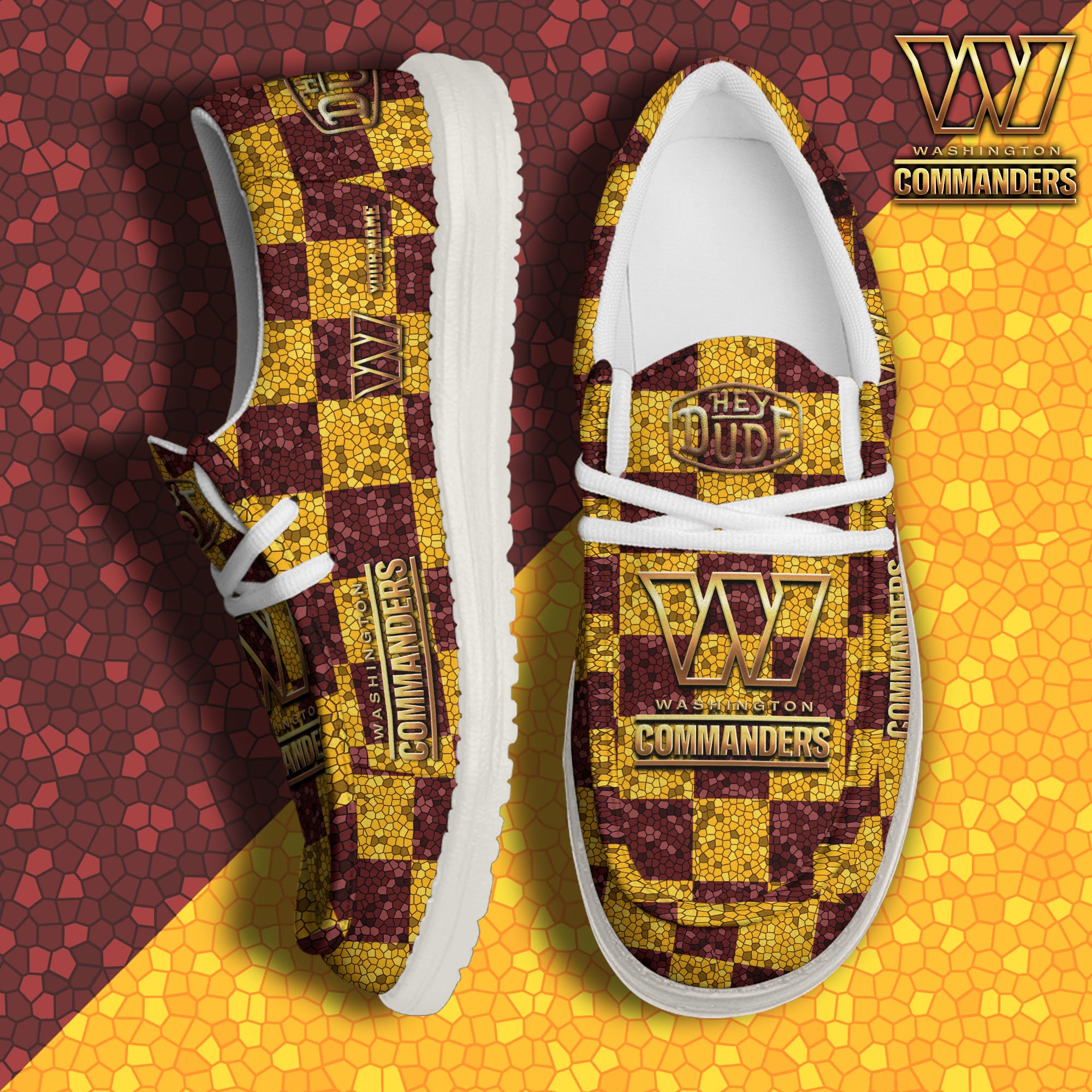 JWFancy Washington Commanders Hey Dude Shoes Wally Men's Lace Up Loafers Comfortable For Men And Women