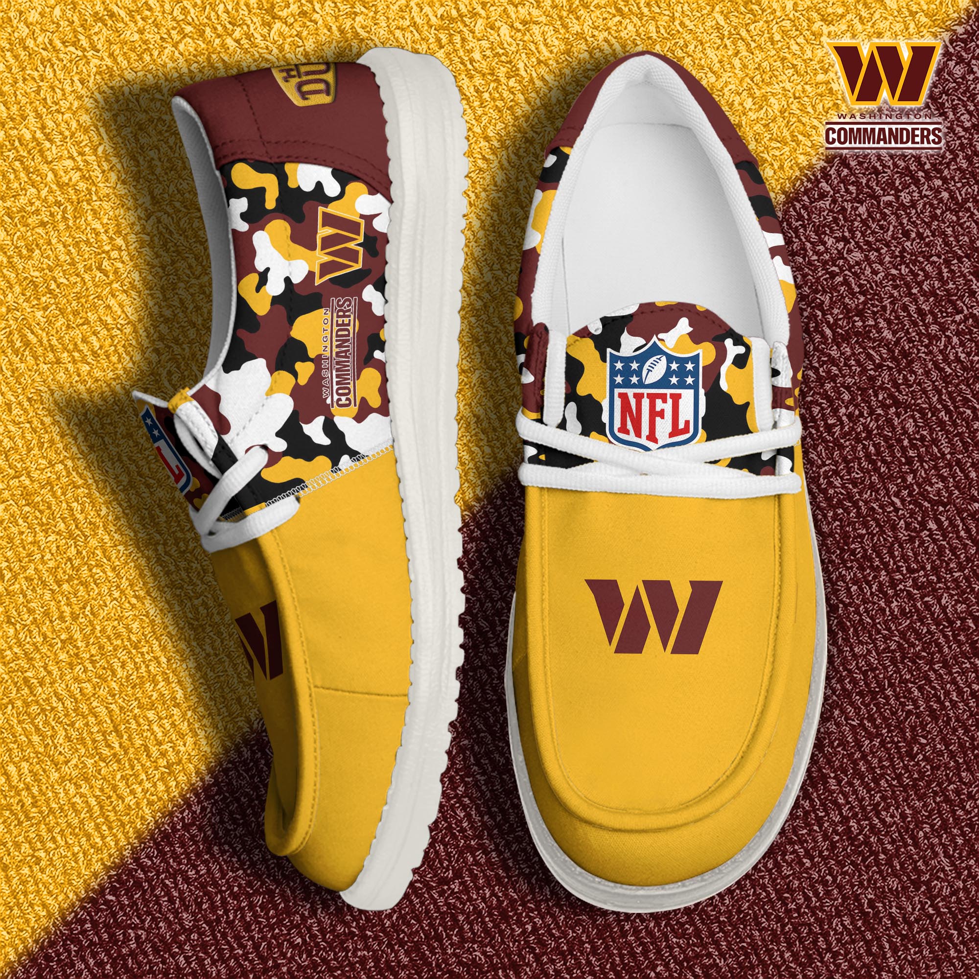 JWFancy Washington Commanders Hey Dude Shoes Wally Men's Lace Up Loafers Comfortable For Men And Women