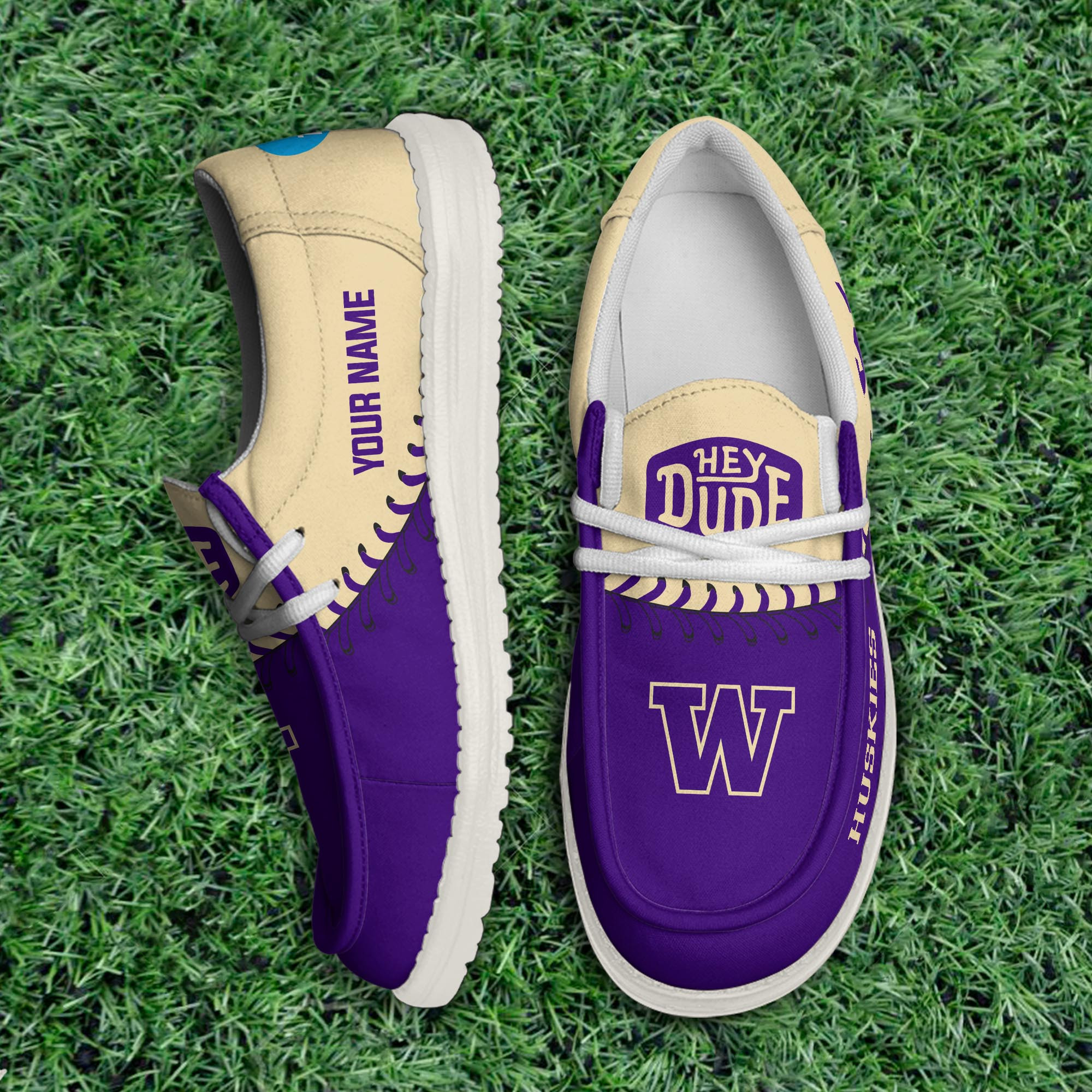 JWFancy Washington Huskies Hey Dude Shoes Wally Men's Lace Up Loafers Comfortable For Men And Women