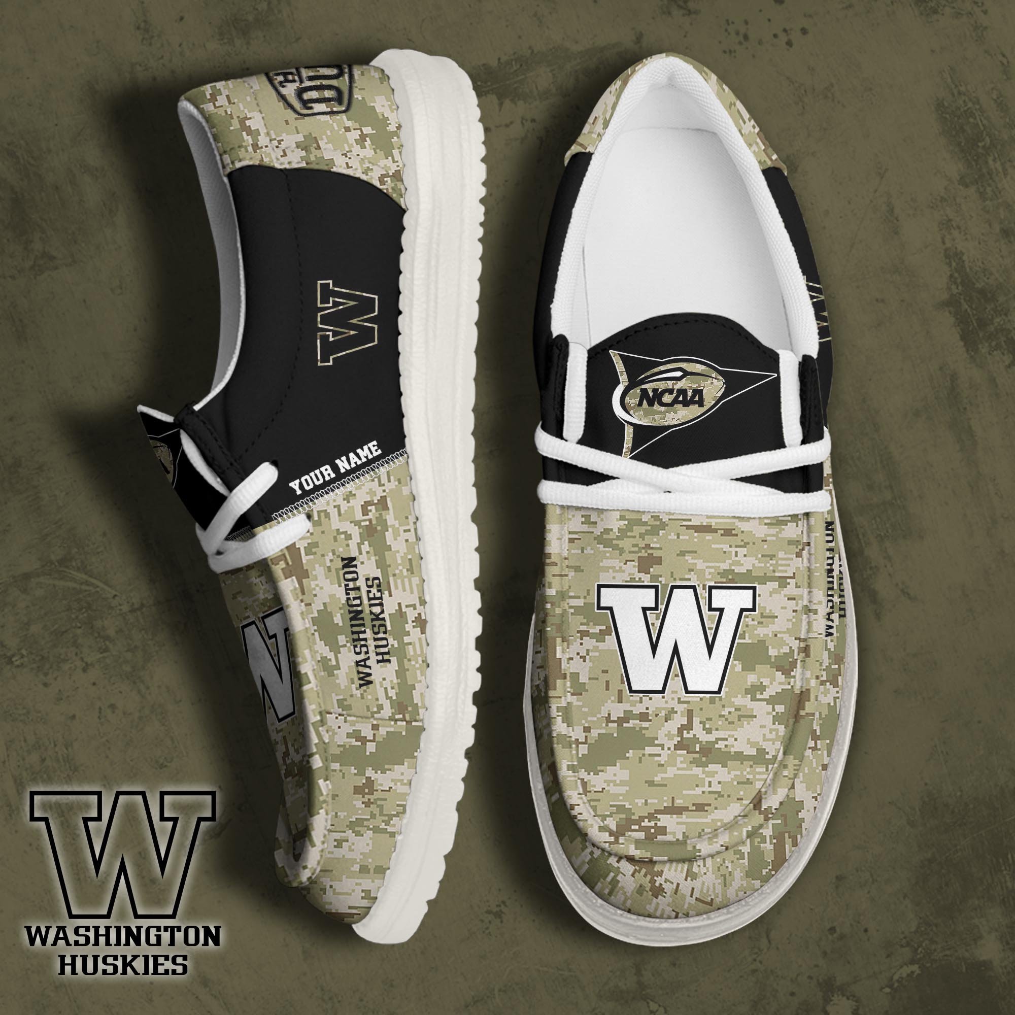 JWFancy Washington Huskies Hey Dude Shoes Wally Men's Lace Up Loafers Comfortable For Men And Women