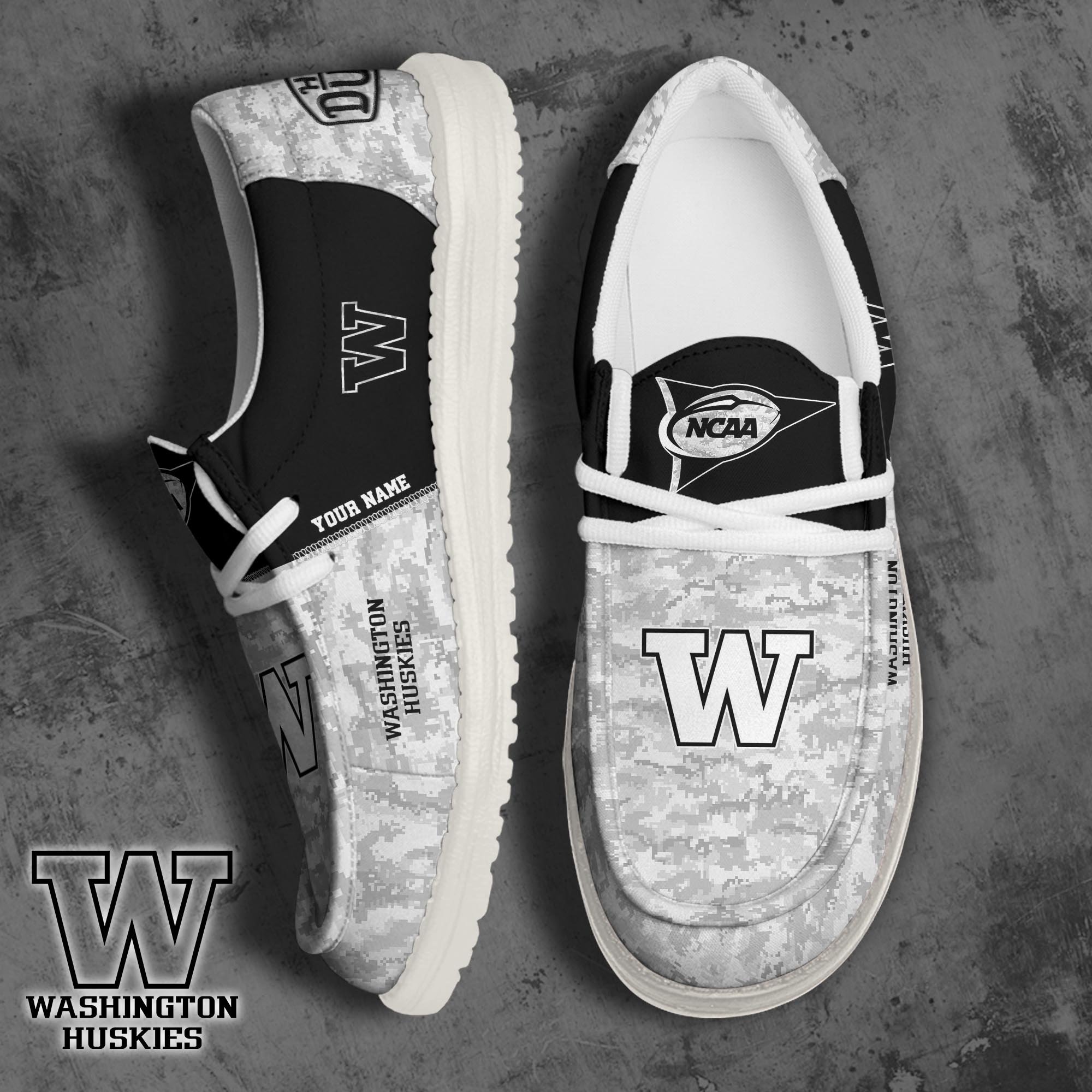 JWFancy Washington Huskies Hey Dude Shoes Wally Men's Lace Up Loafers Comfortable For Men And Women