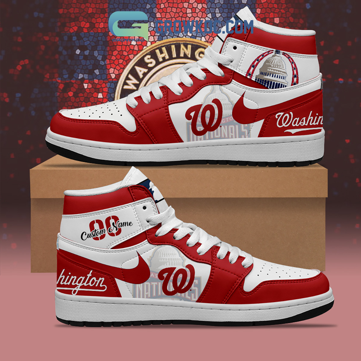 JWFancy Washington Nationals AJ1 High Sneakers Shoes For Men And Women