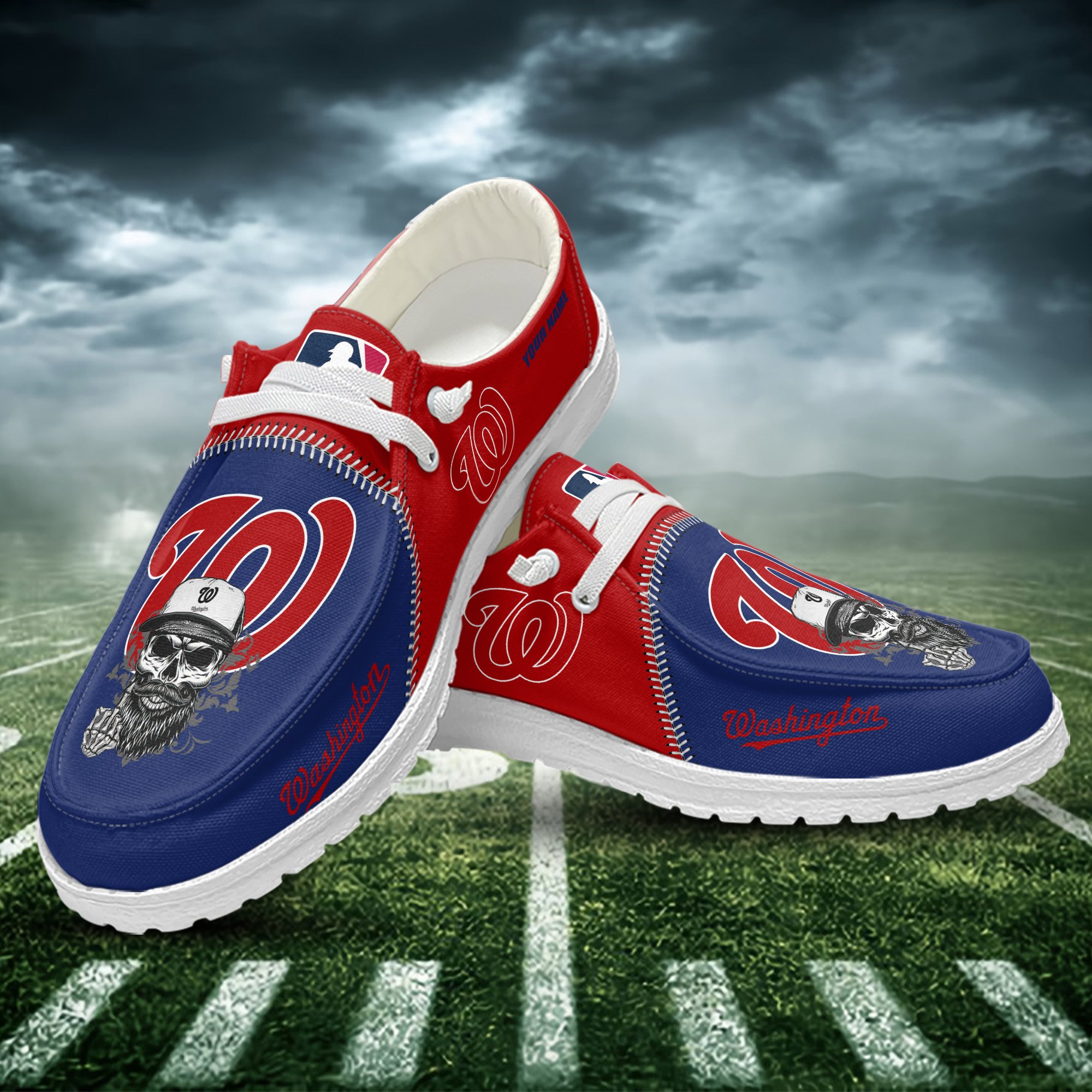 JWFancy Washington Nationals Hey Dude Shoes Wally Men's Lace Up Loafers Comfortable For Men And Women