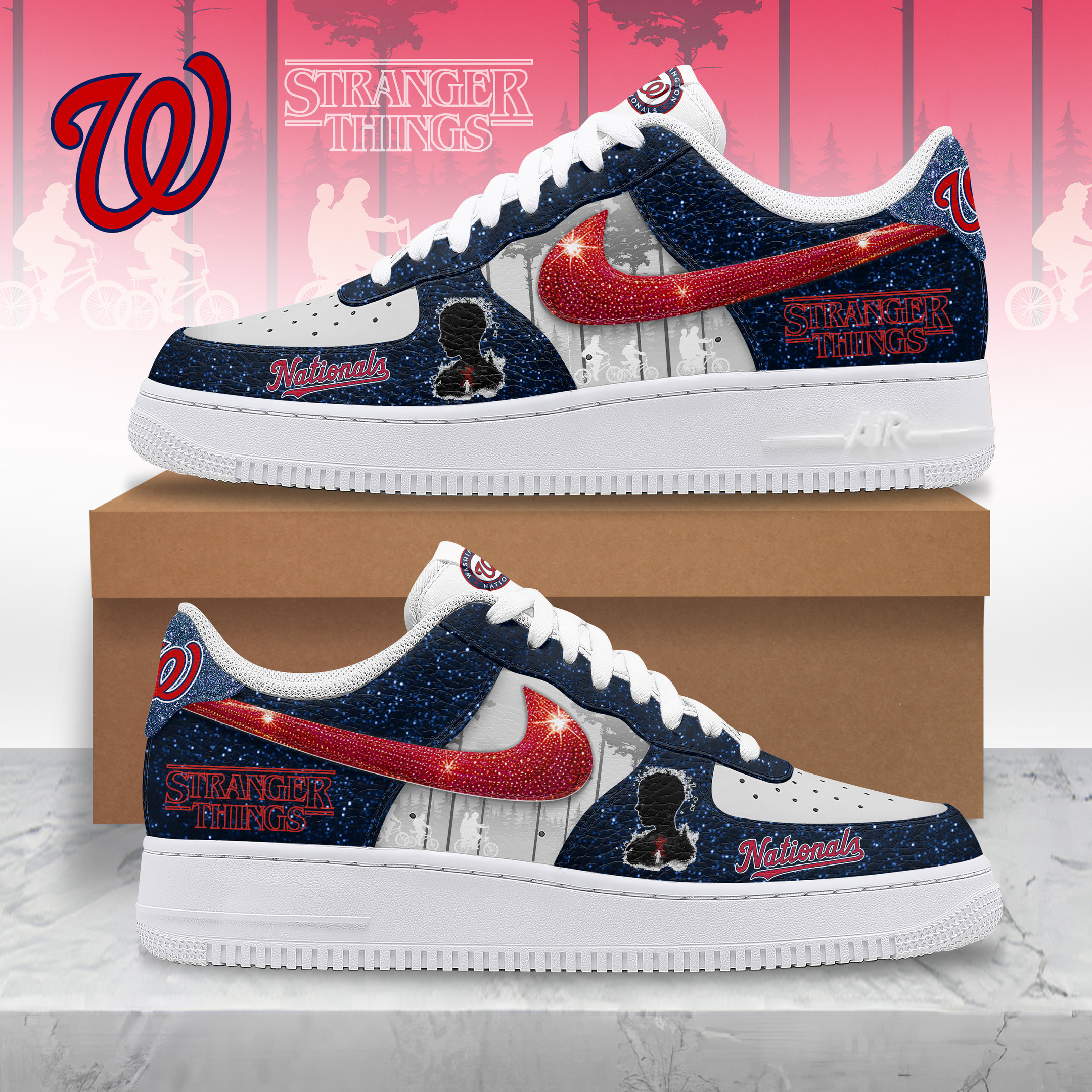 JWFancy Washington Nationals x Stranger Things Air Low-Top Sneakers Shoes For Men And Women