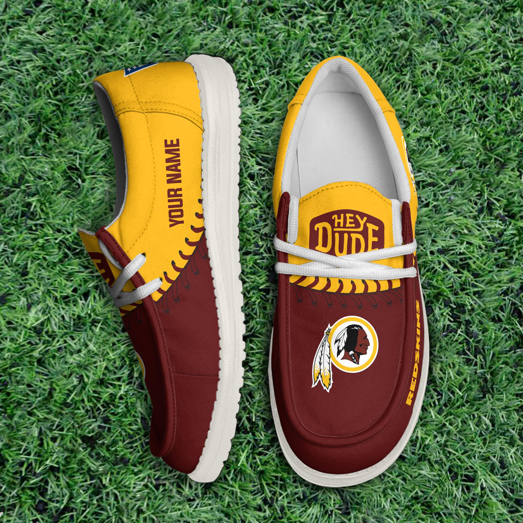 JWFancy Washington Redskin Hey Dude Shoes Wally Men's Lace Up Loafers Comfortable For Men And Women