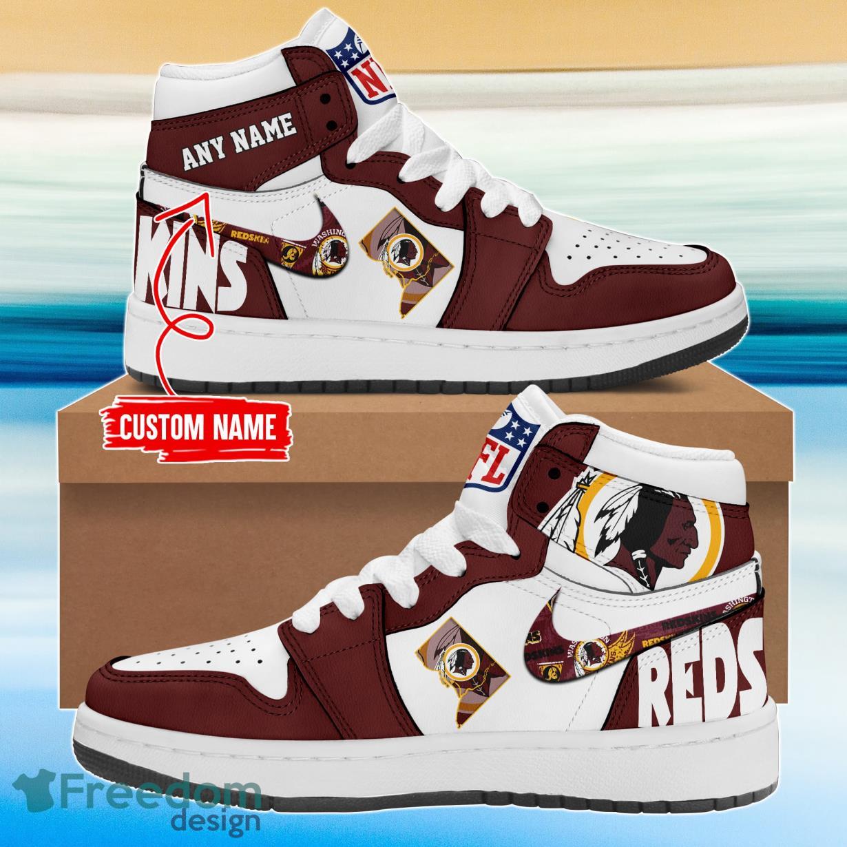 JWFancy Washington Redskins AJ1 High Sneakers Shoes For Men And Women