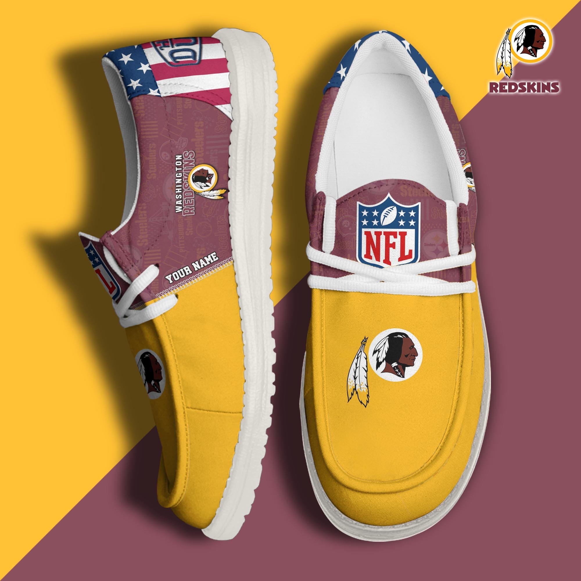 JWFancy Washington Redskins Hey Dude Shoes Wally Men's Lace Up Loafers Comfortable For Men And Women