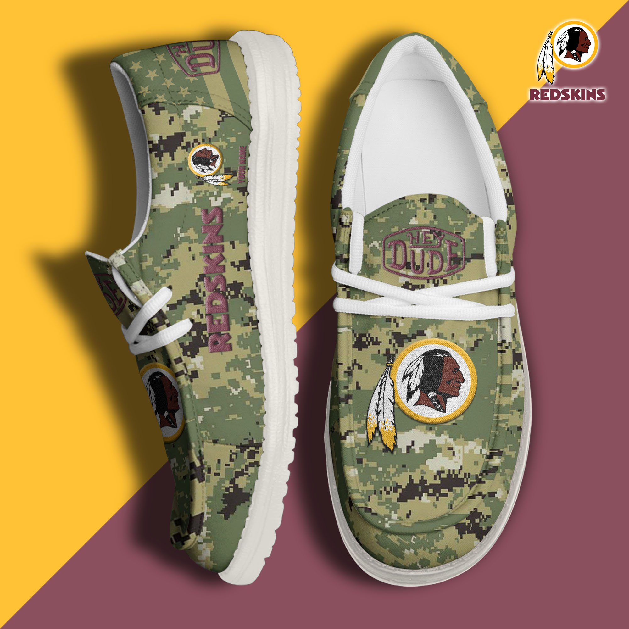 JWFancy Washington Redskins Hey Dude Shoes Wally Men's Lace Up Loafers Comfortable For Men And Women