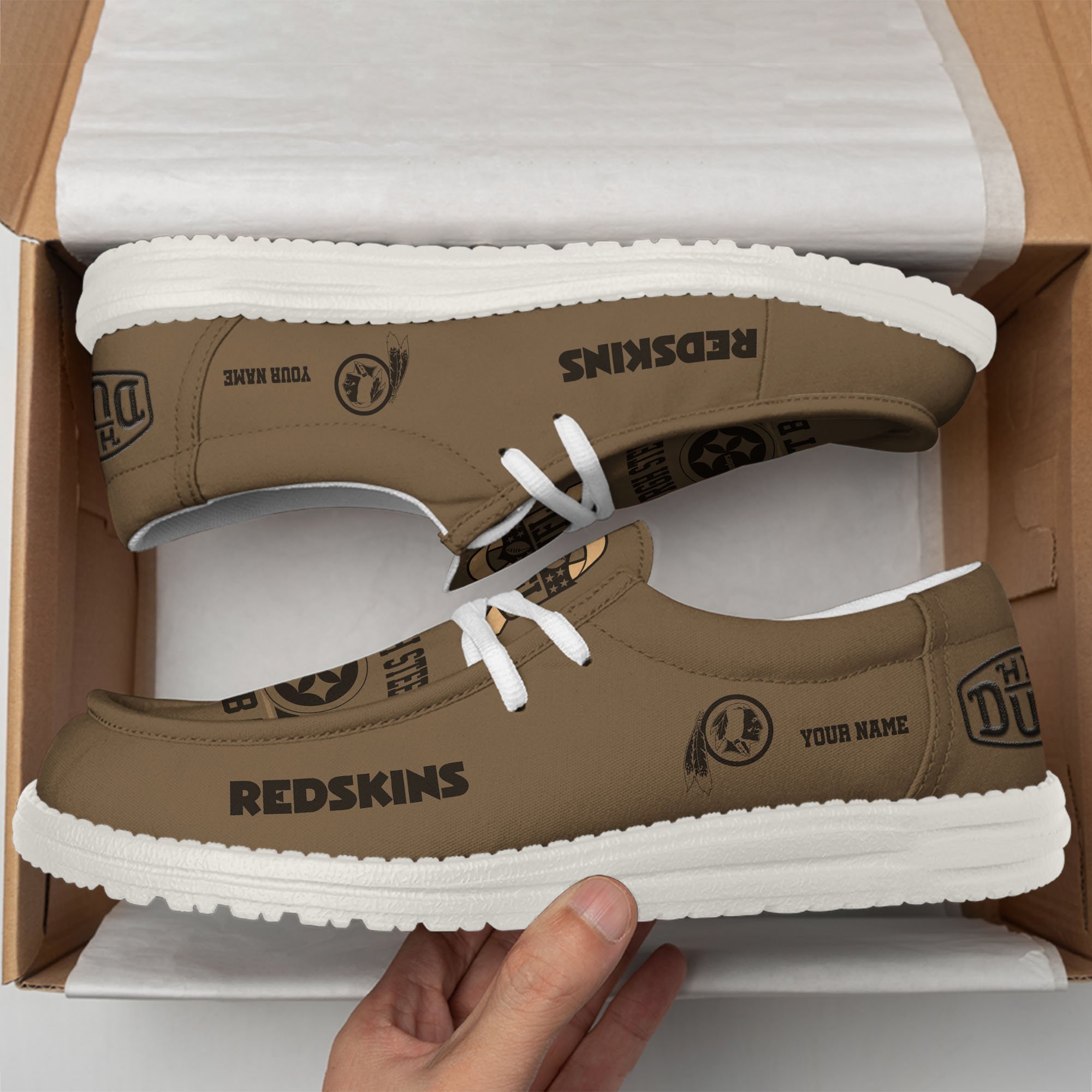 JWFancy Washington Redskins Hey Dude Shoes Wally Men's Lace Up Loafers Comfortable For Men And Women