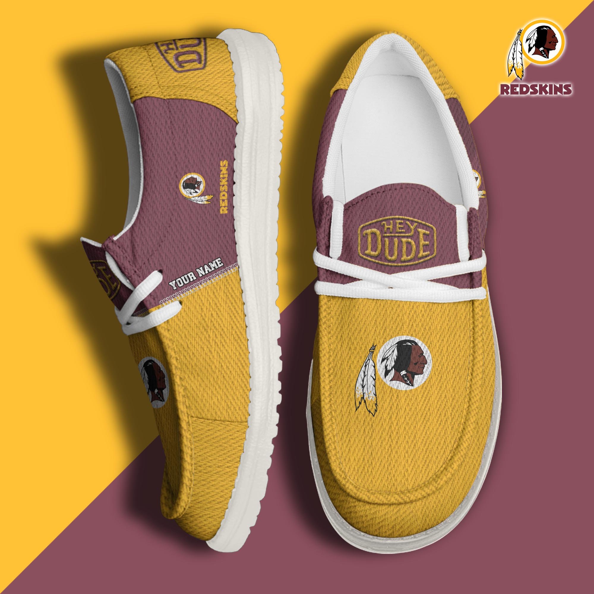 JWFancy Washington Redskins Hey Dude Shoes Wally Men's Lace Up Loafers Comfortable For Men And Women
