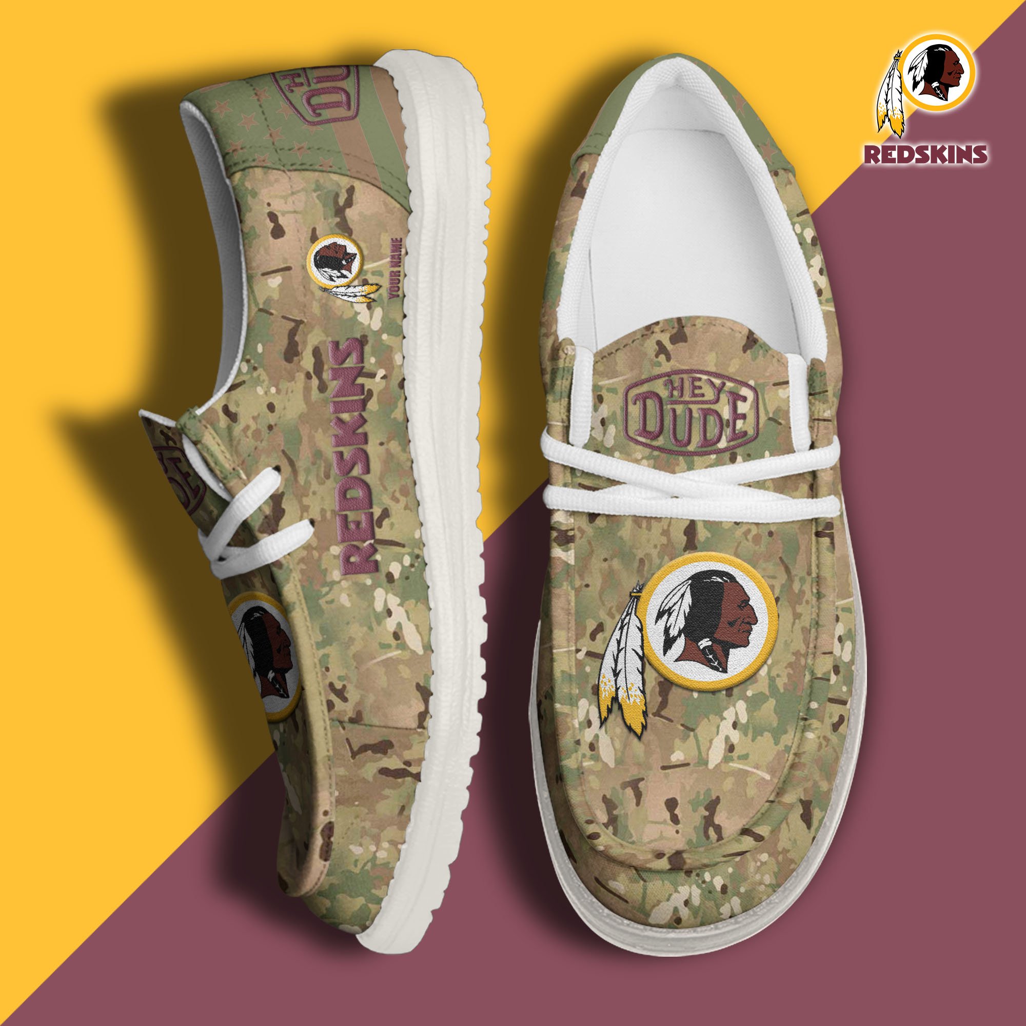 JWFancy Washington Redskins Hey Dude Shoes Wally Men's Lace Up Loafers Comfortable For Men And Women