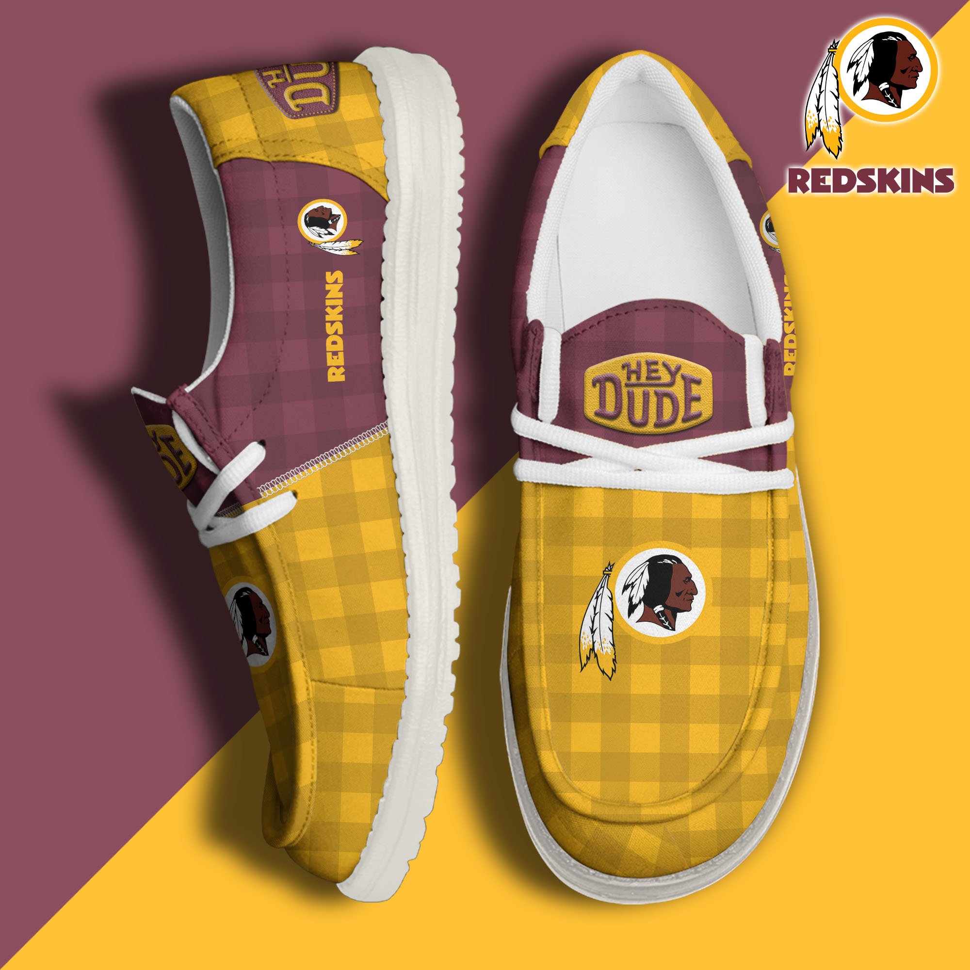JWFancy Washington Redskins Hey Dude Shoes Wally Men's Lace Up Loafers Comfortable For Men And Women