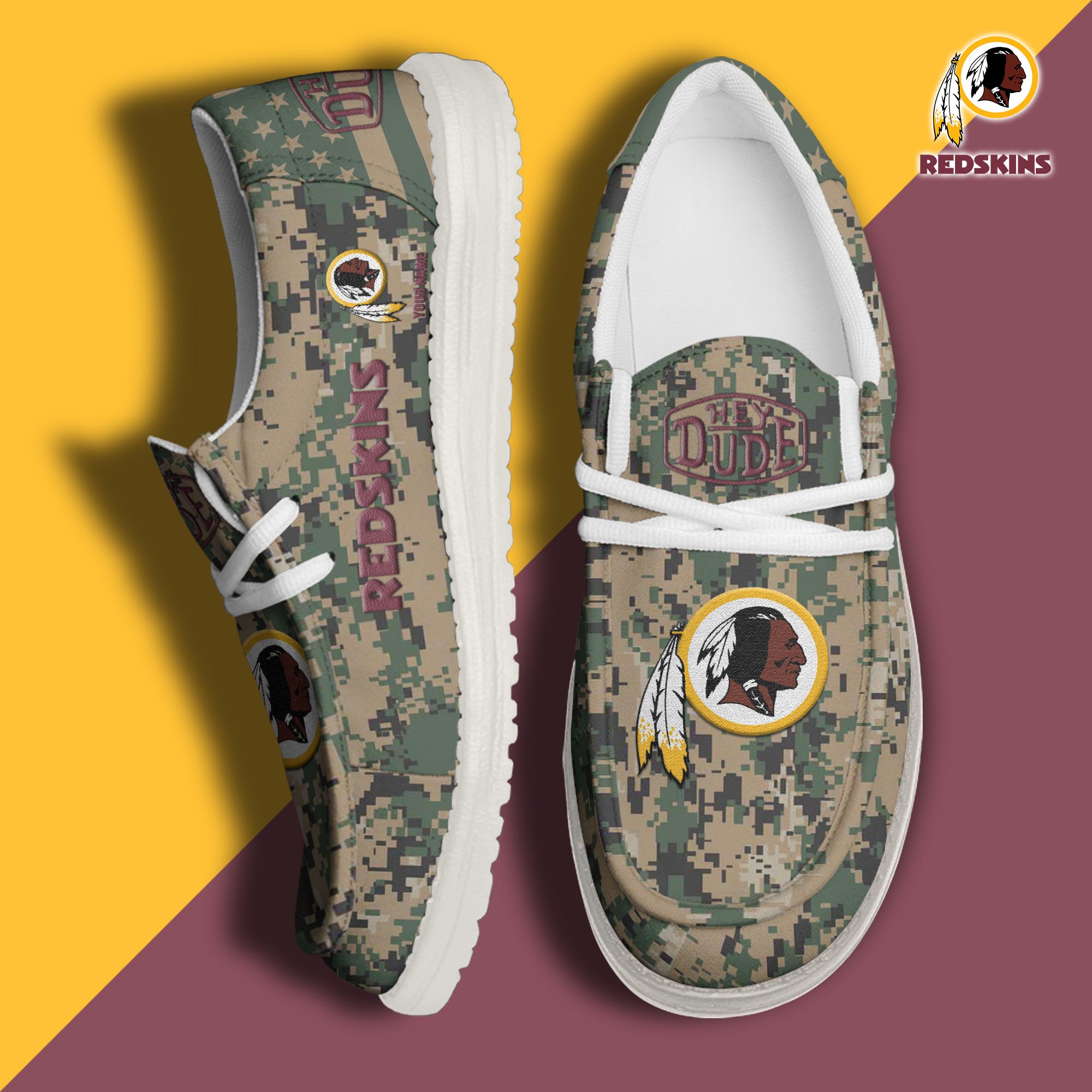 JWFancy Washington Redskins Hey Dude Shoes Wally Men's Lace Up Loafers Comfortable For Men And Women