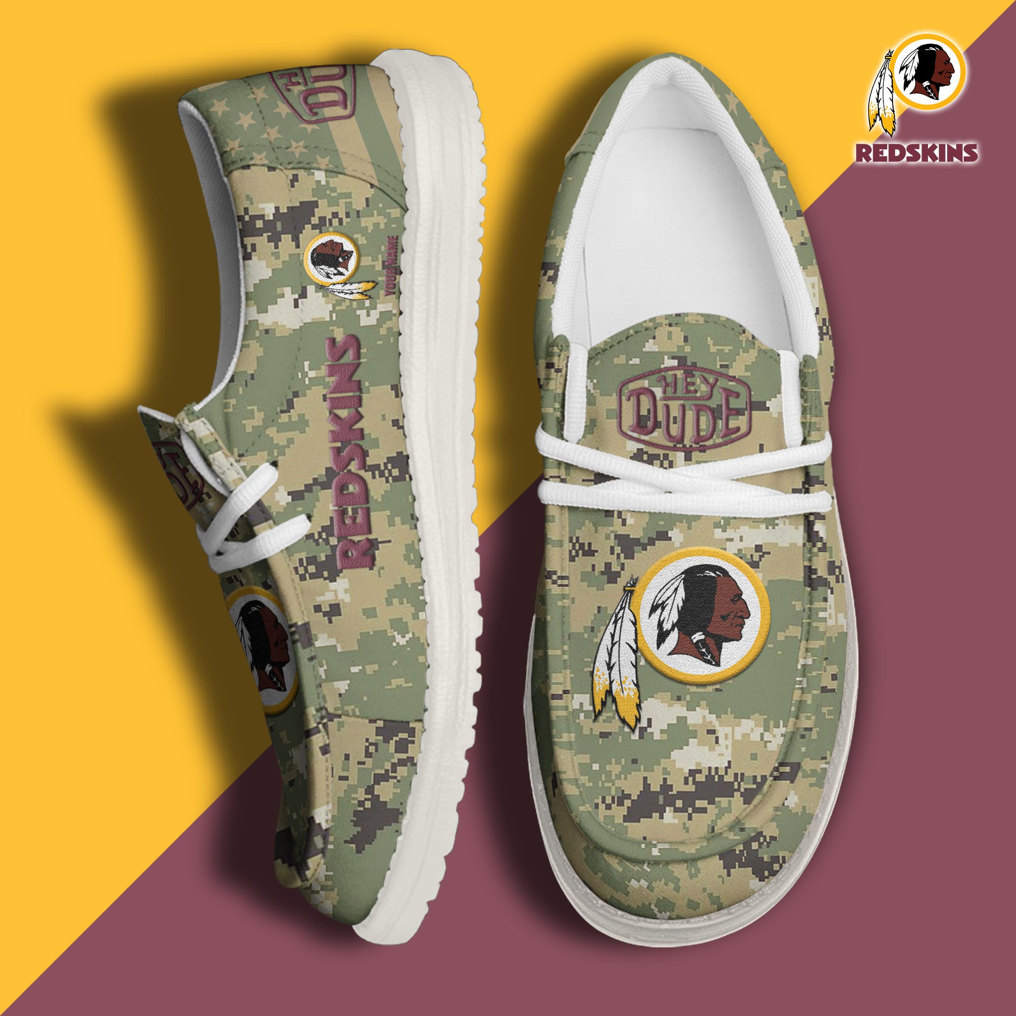 JWFancy Washington Redskins Hey Dude Shoes Wally Men's Lace Up Loafers Comfortable For Men And Women