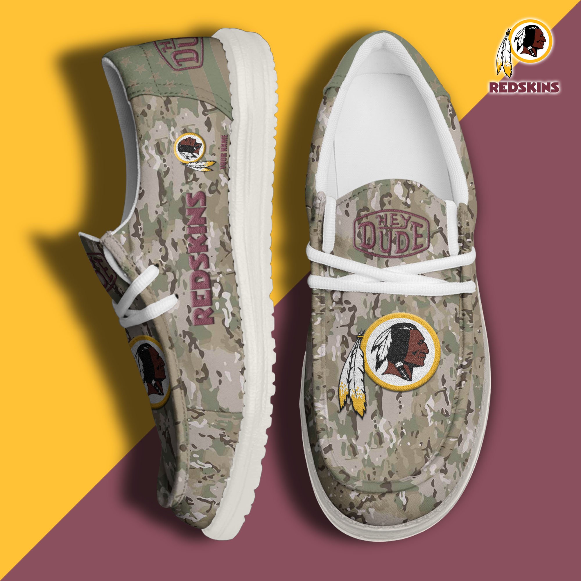 JWFancy Washington Redskins Hey Dude Shoes Wally Men's Lace Up Loafers Comfortable For Men And Women