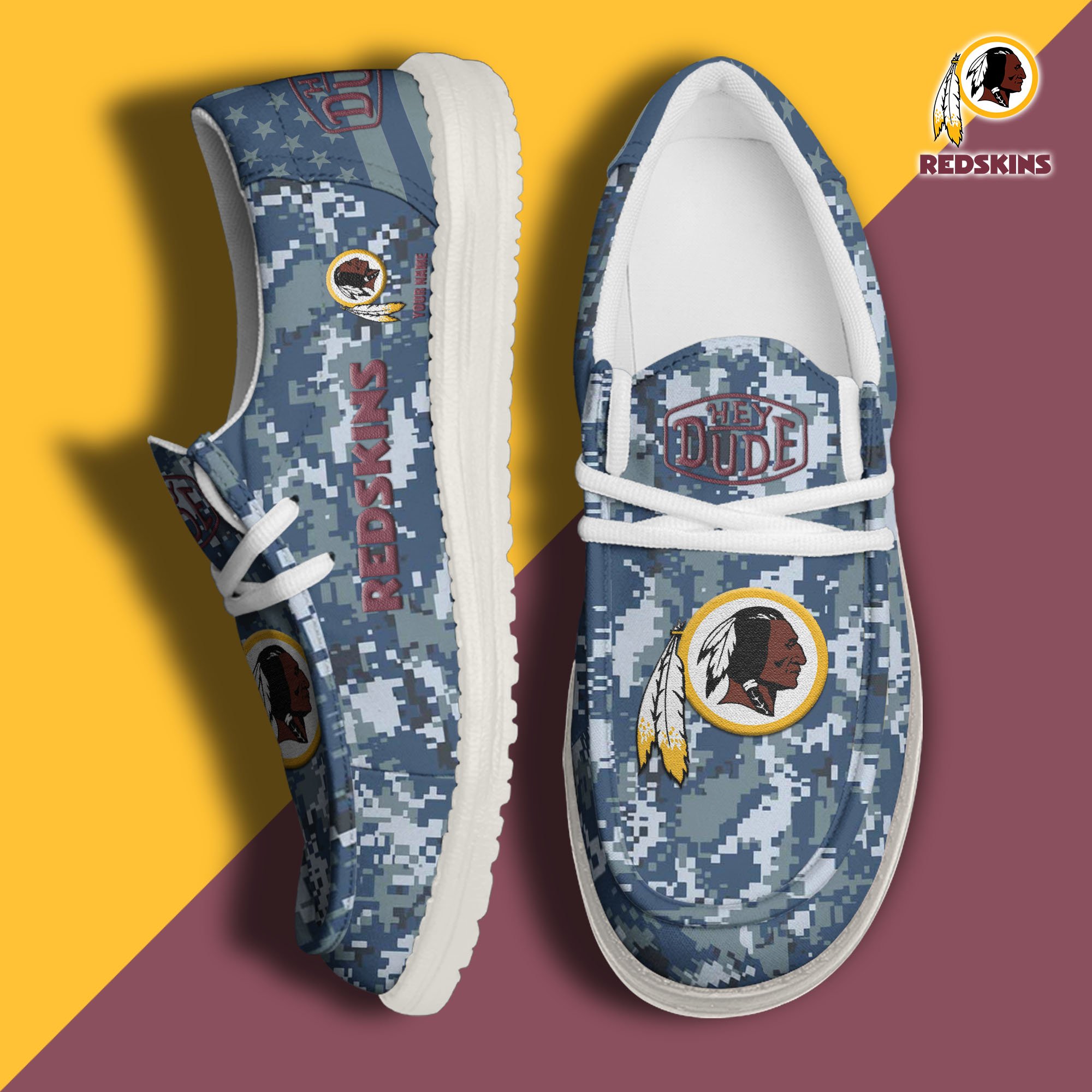 JWFancy Washington Redskins Hey Dude Shoes Wally Men's Lace Up Loafers Comfortable For Men And Women