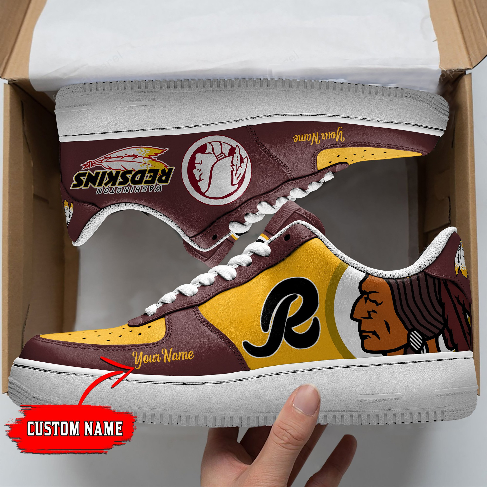 JWFancy Washington Redskins NFL Air Low-Top Sneakers Shoes For Men And Women