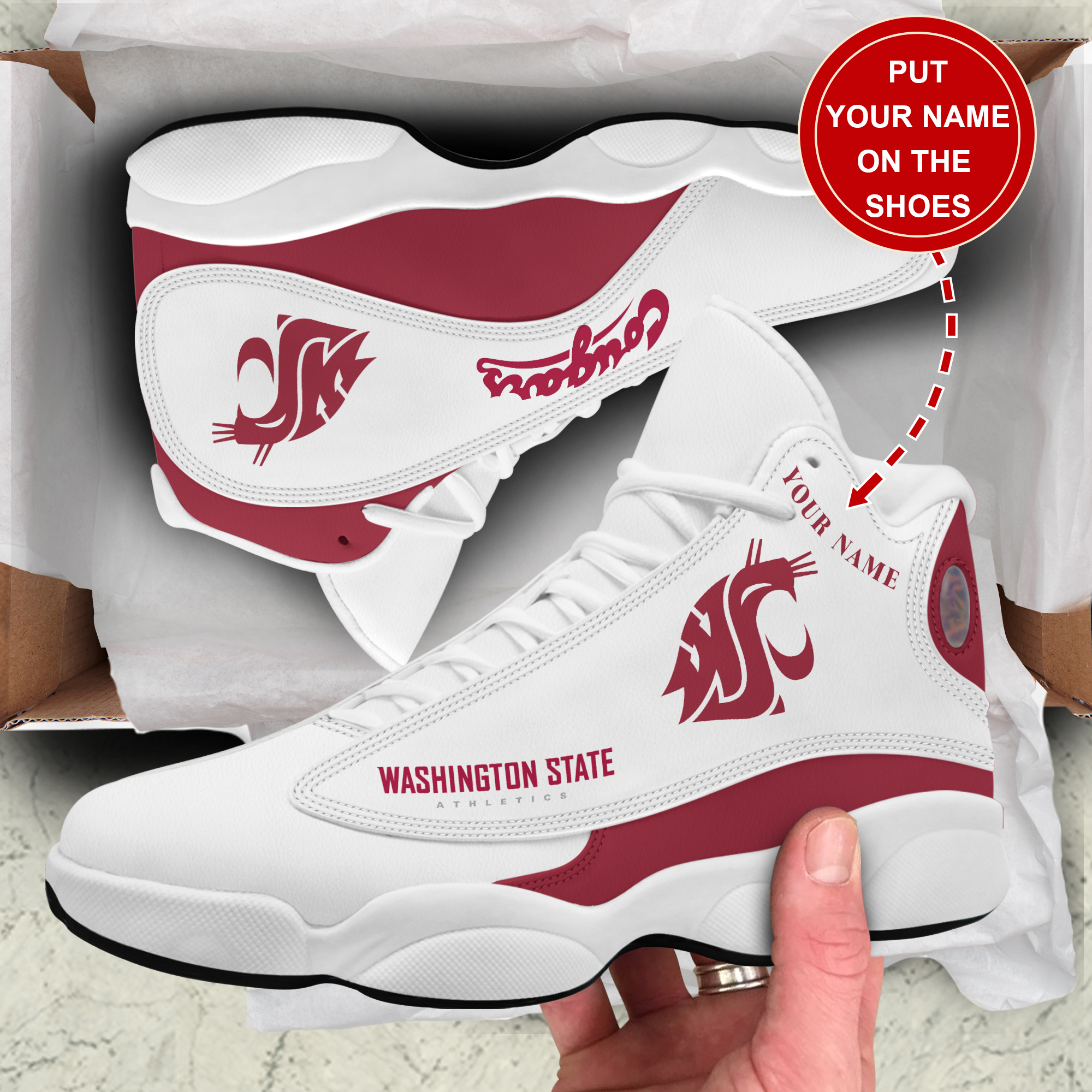 JWFancy Washington State Cougars AJ13 Sneakers Shoes For Men And Women