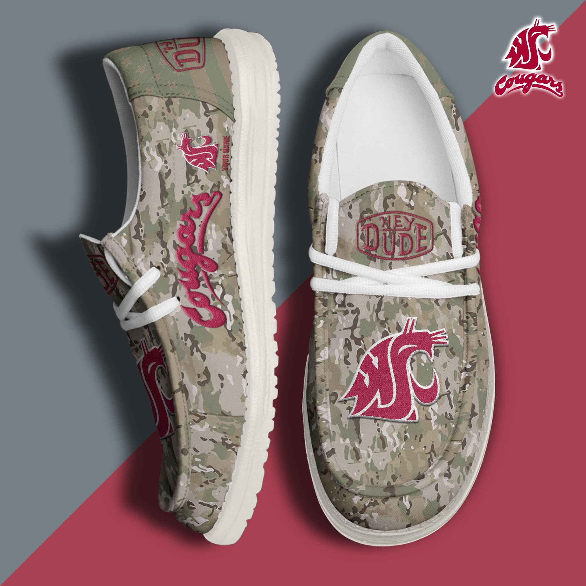JWFancy Washington State Cougars Hey Dude Shoes Wally Men's Lace Up Loafers Comfortable For Men And Women