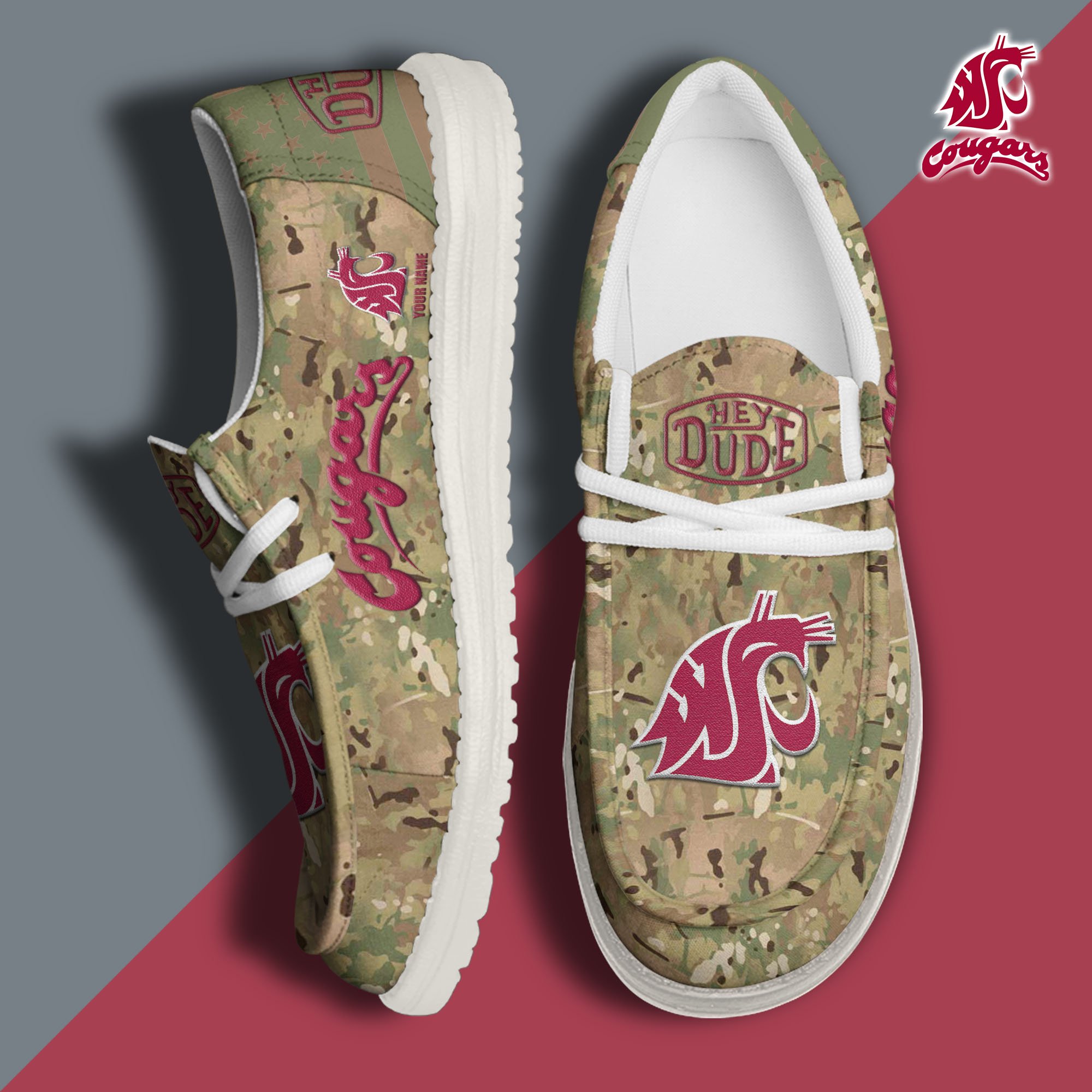 JWFancy Washington State Cougars Hey Dude Shoes Wally Men's Lace Up Loafers Comfortable For Men And Women