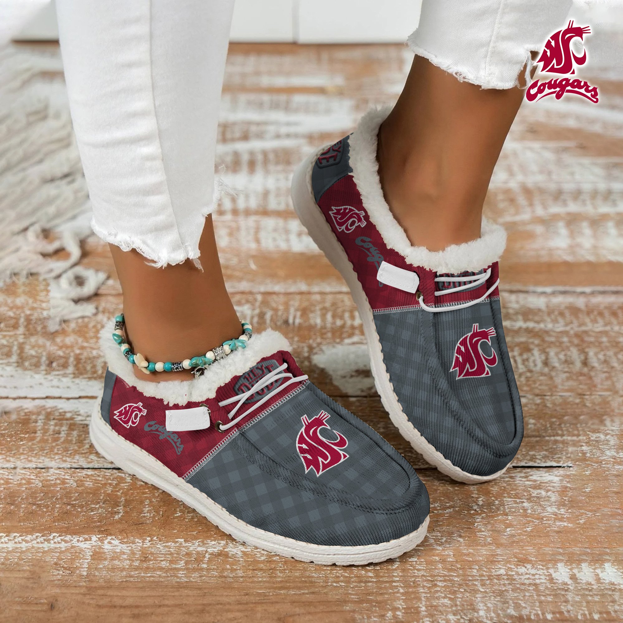 JWFancy Washington State Cougars Hey Dude Shoes Wally Men's Lace Up Loafers Comfortable For Men And Women