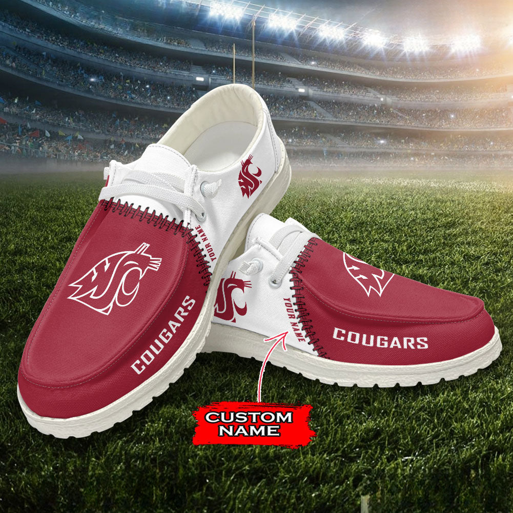 JWFancy Washington State Cougars Hey Dude Shoes Wally Men's Lace Up Loafers Comfortable For Men And Women