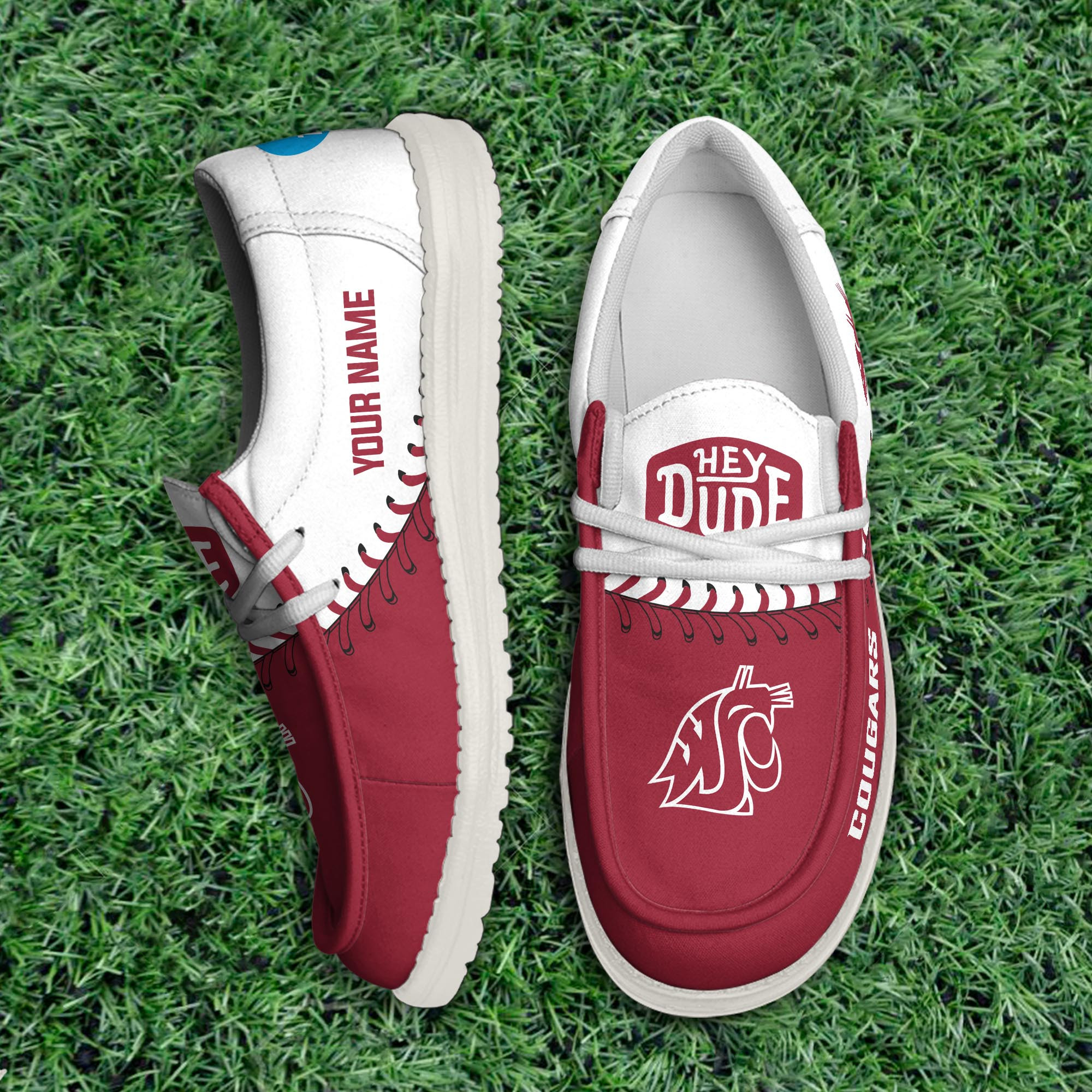 JWFancy Washington State Cougars Hey Dude Shoes Wally Men's Lace Up Loafers Comfortable For Men And Women
