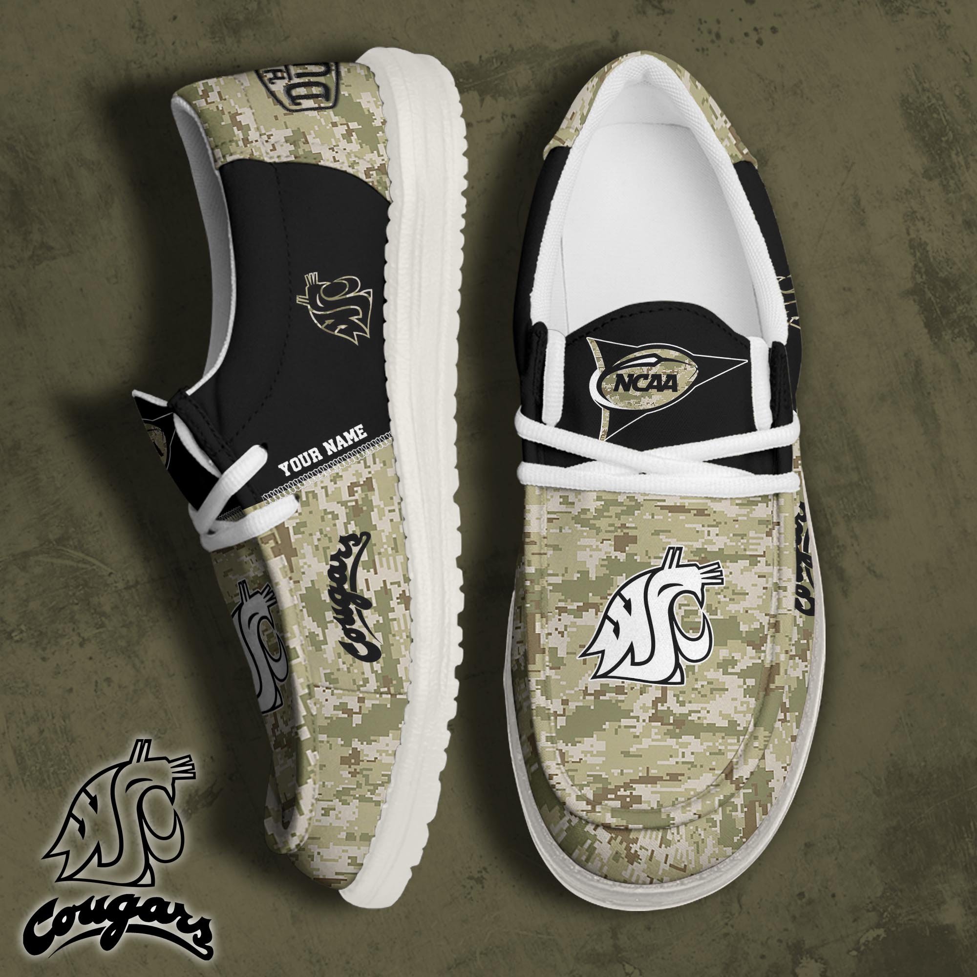 JWFancy Washington State Cougars Hey Dude Shoes Wally Men's Lace Up Loafers Comfortable For Men And Women
