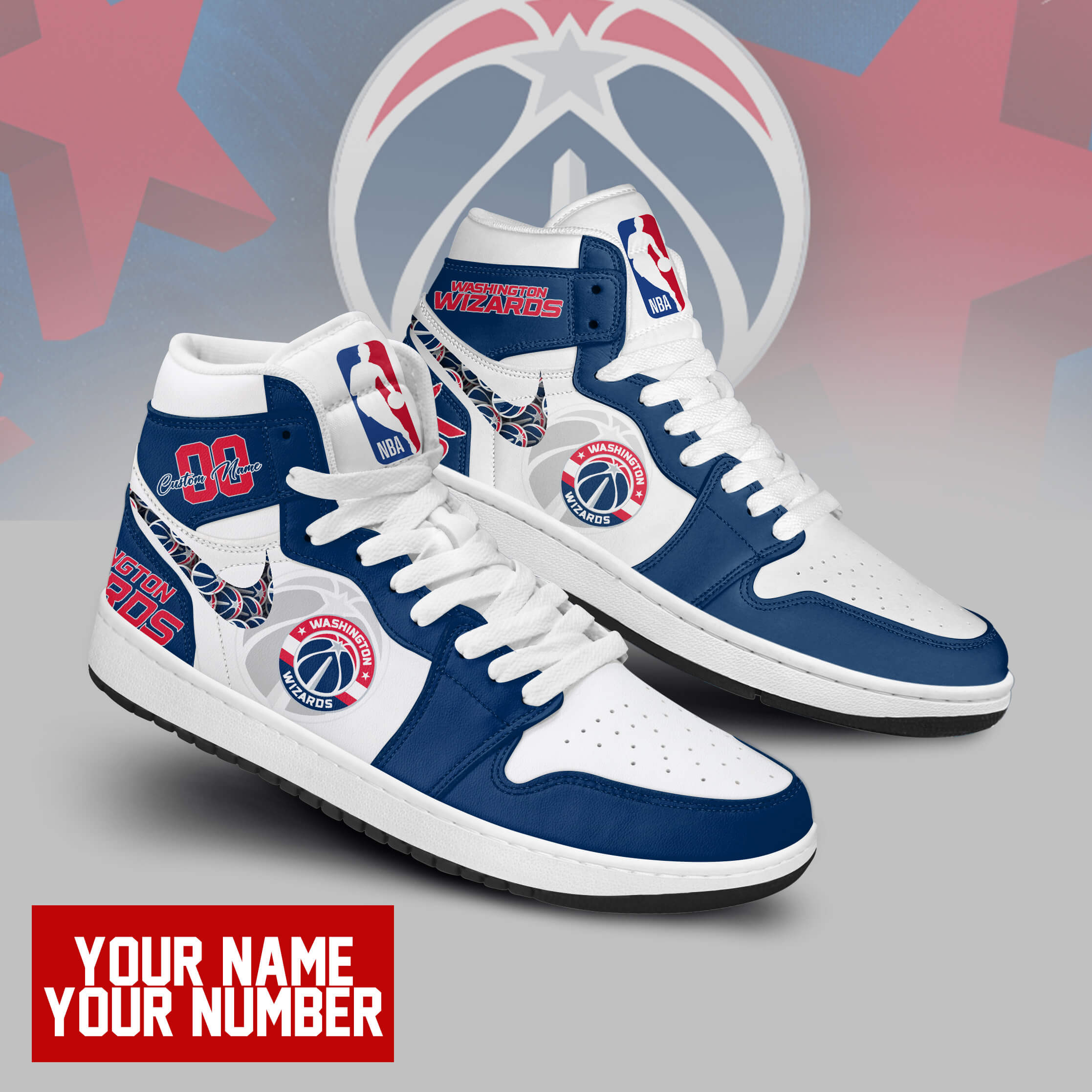 JWFancy Washington Wizards AJ1 High Sneakers Shoes For Men And Women
