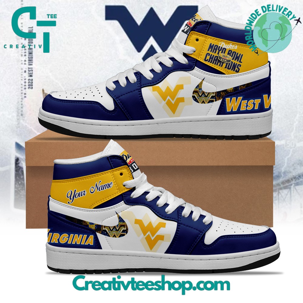 JWFancy West Virginia Mountaineers AJ1 High Sneakers Shoes For Men And Women