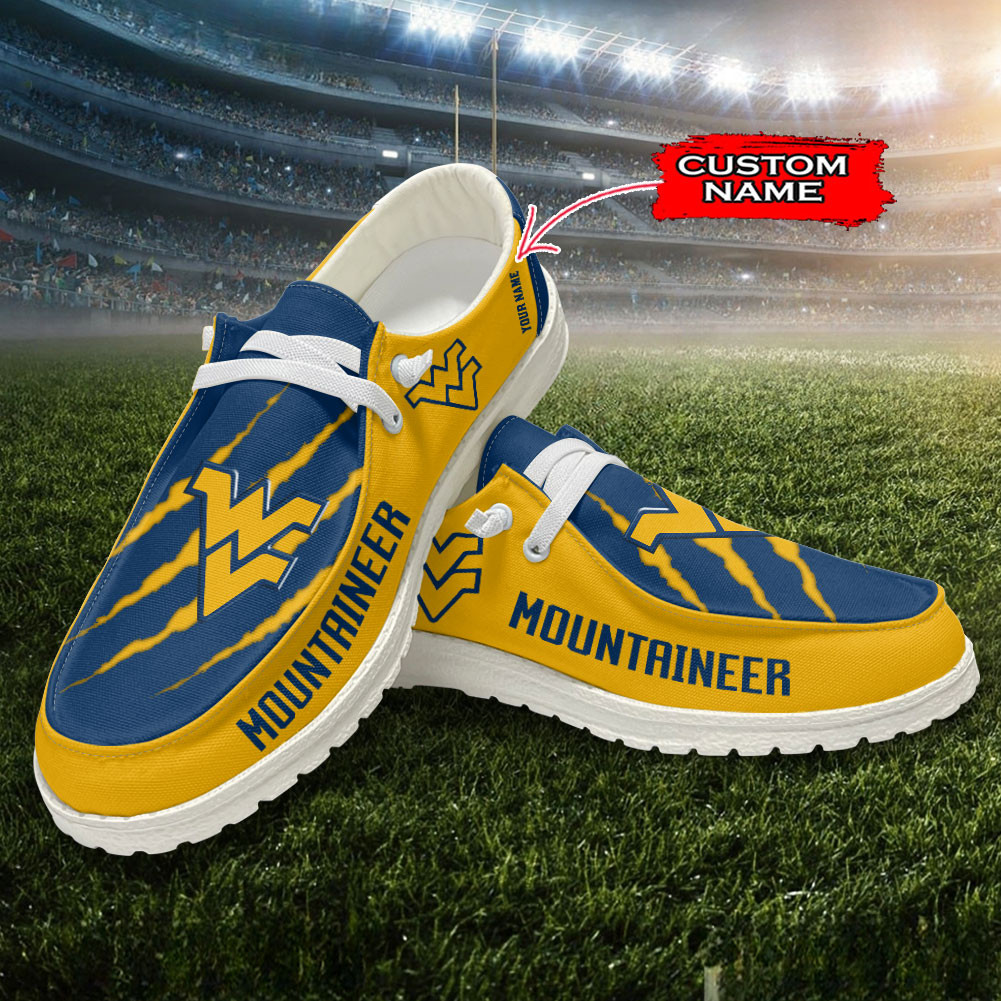 JWFancy West Virginia Mountaineers Hey Dude Shoes Wally Men's Lace Up Loafers Comfortable For Men And Women