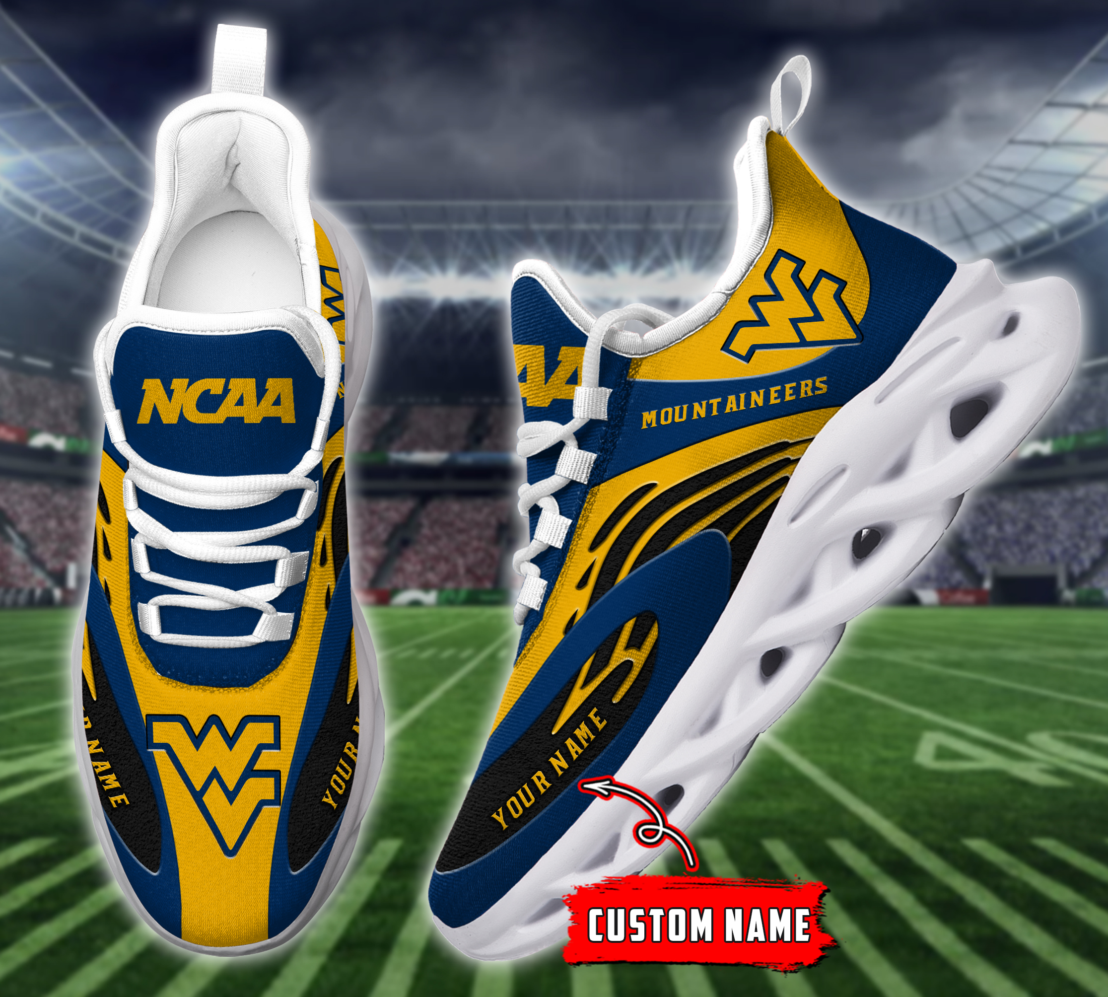 JWFancy West Virginia Mountaineers NCAA Max Soul Shoes Sneakers For Men And Women