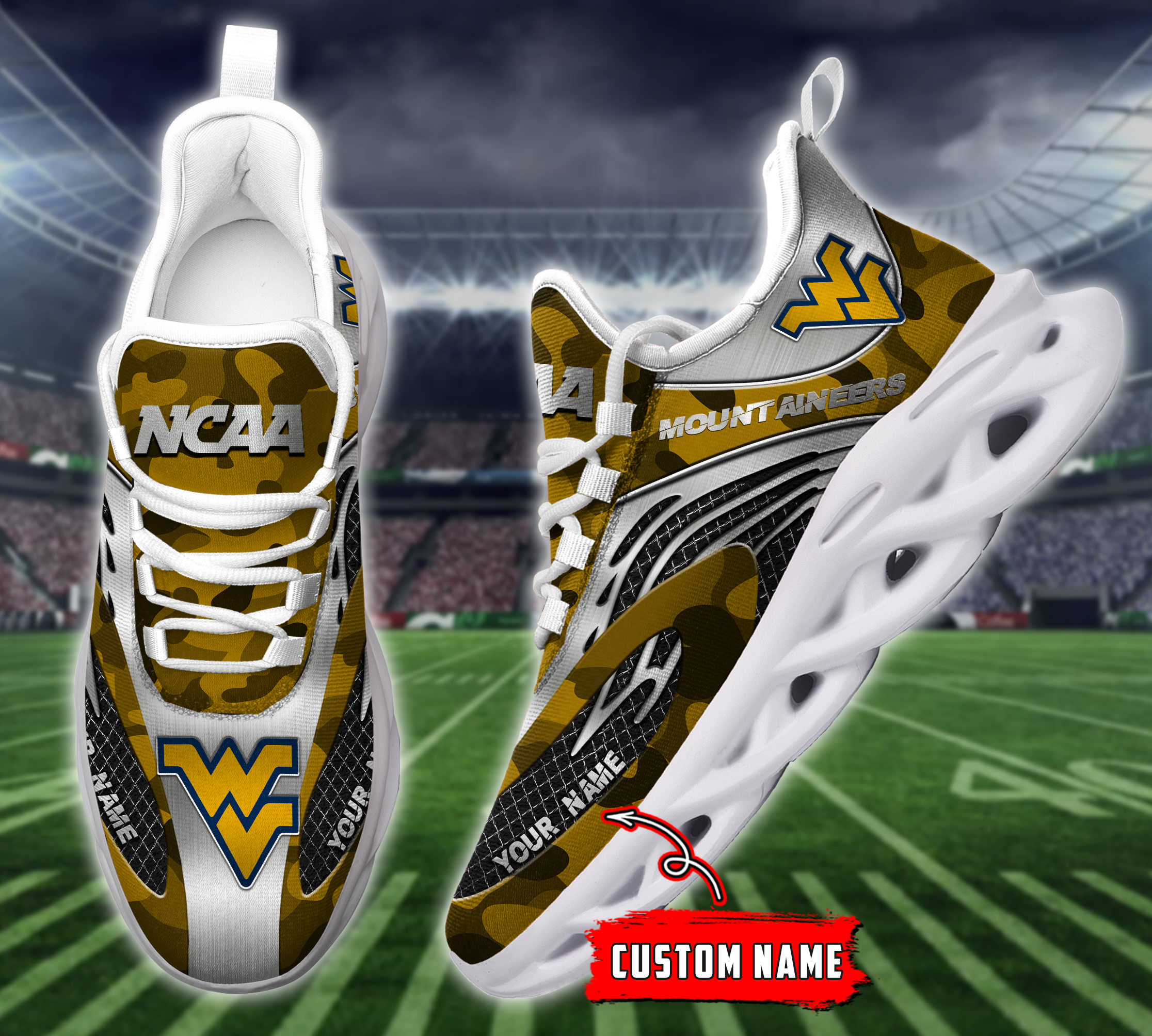 JWFancy West Virginia Mountaineers NCAA Max Soul Shoes Sneakers For Men And Women