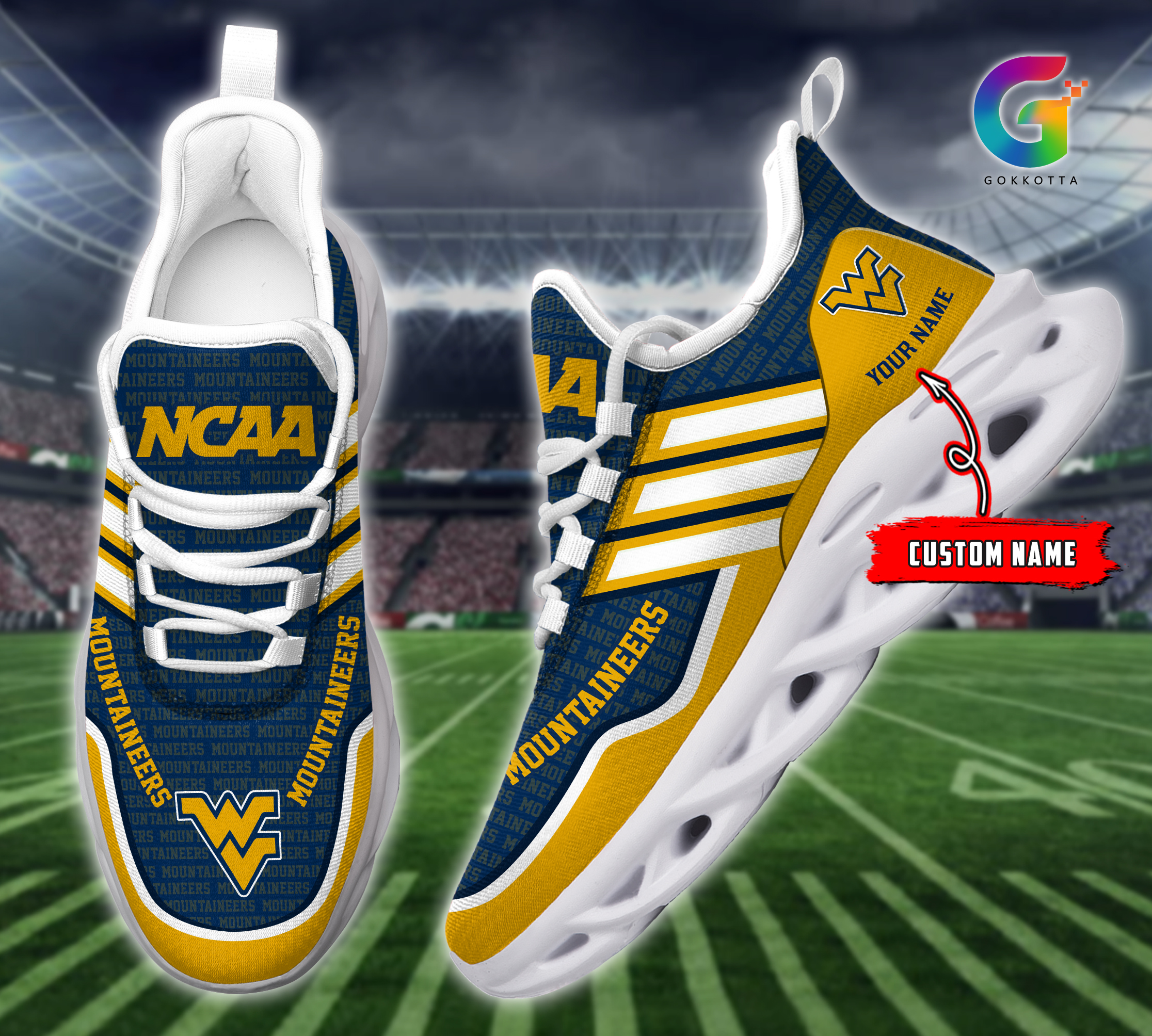 JWFancy West Virginia Mountaineers NCAA Max Soul Shoes Sneakers For Men And Women