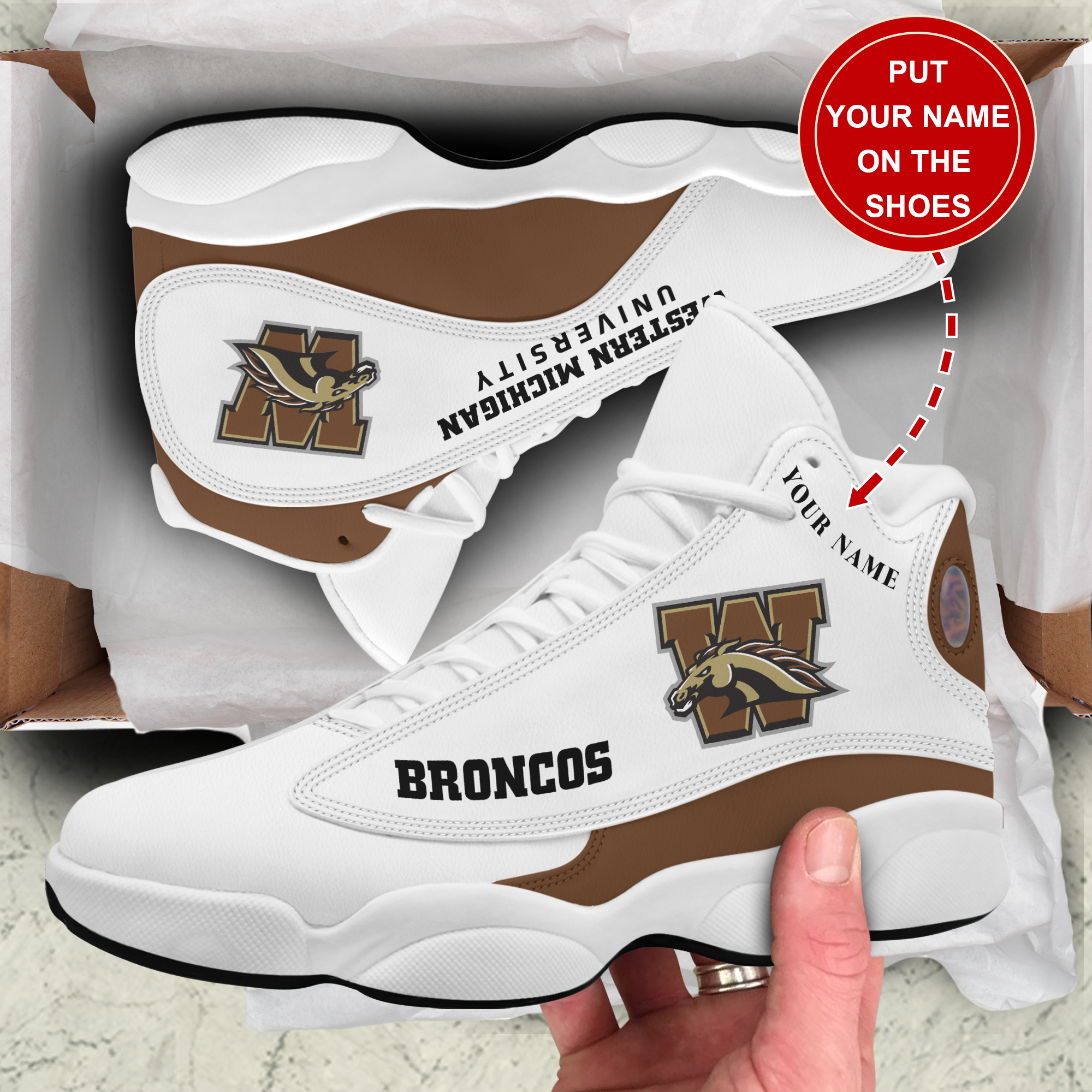 JWFancy Western Michigan Broncos AJ13 Sneakers Shoes For Men And Women