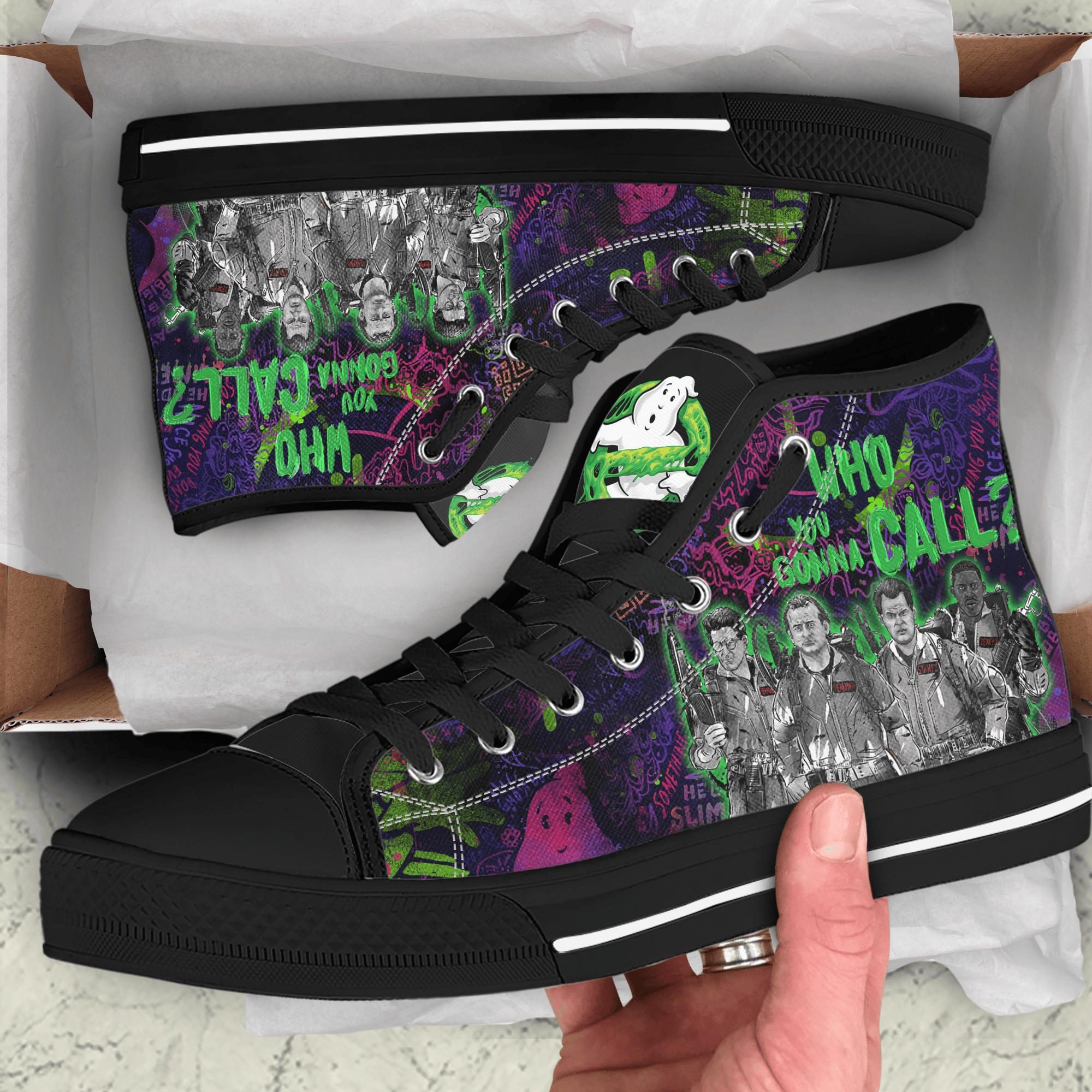 JWFancy Who You Gonna Call High Top Canvas Sneakers Shoes For Men And Women