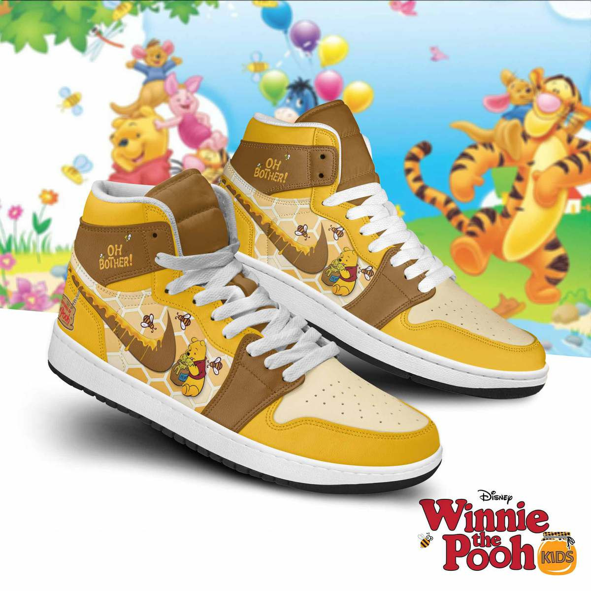 JWFancy Winnie the Pooh AJ1 High Sneakers Shoes For Men And Women